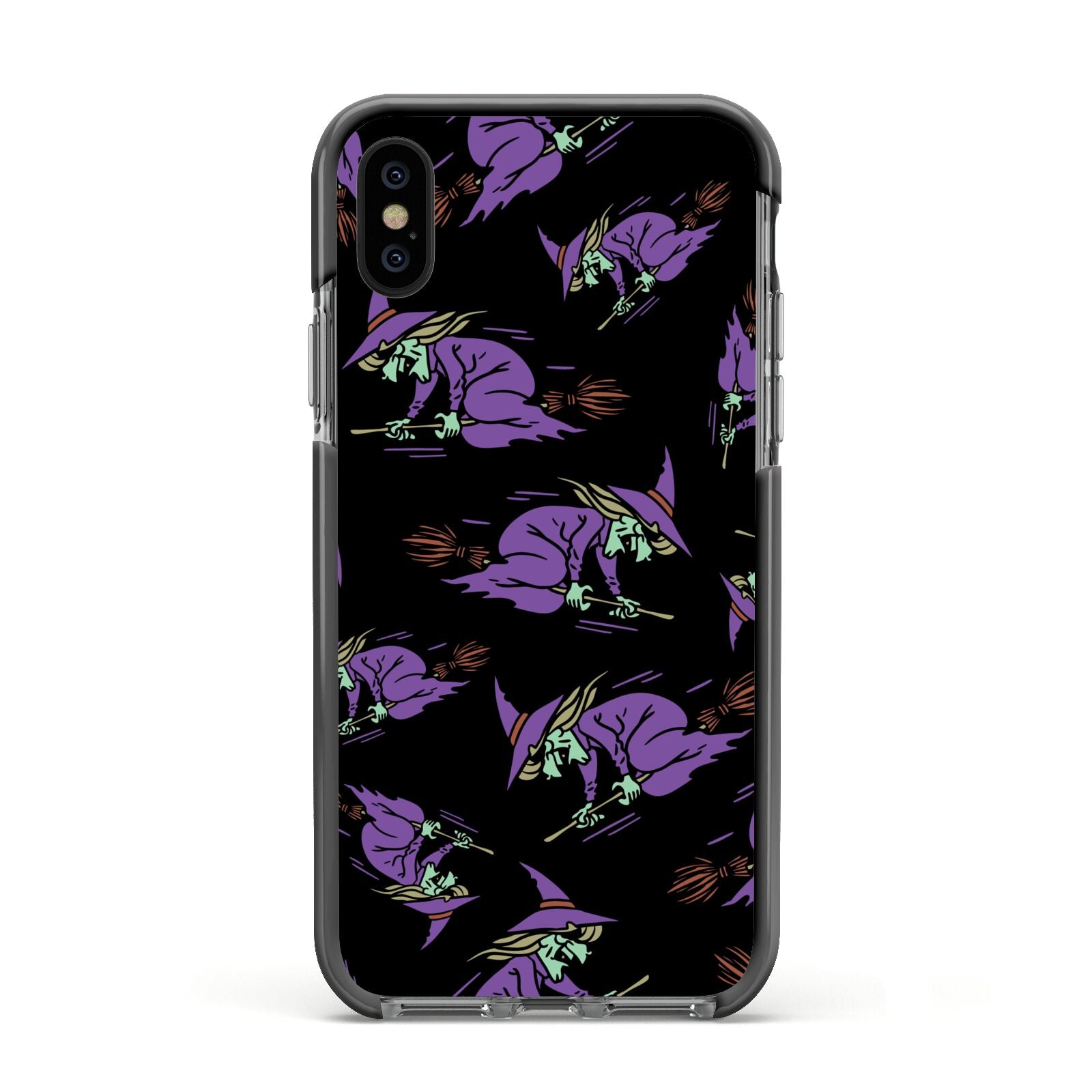 Flying Witches Apple iPhone Xs Impact Case Black Edge on Black Phone