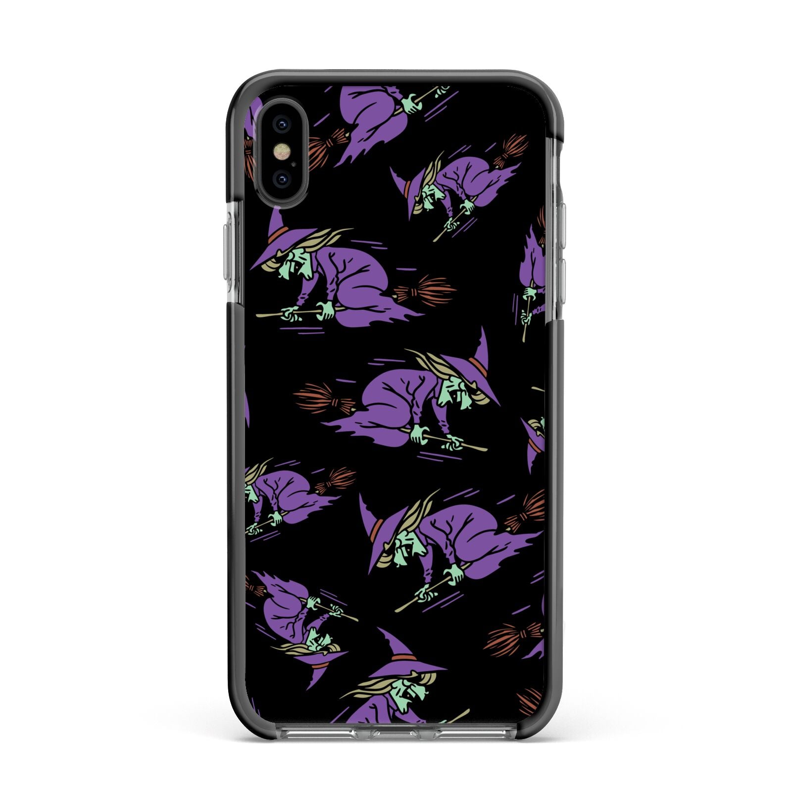 Flying Witches Apple iPhone Xs Max Impact Case Black Edge on Black Phone
