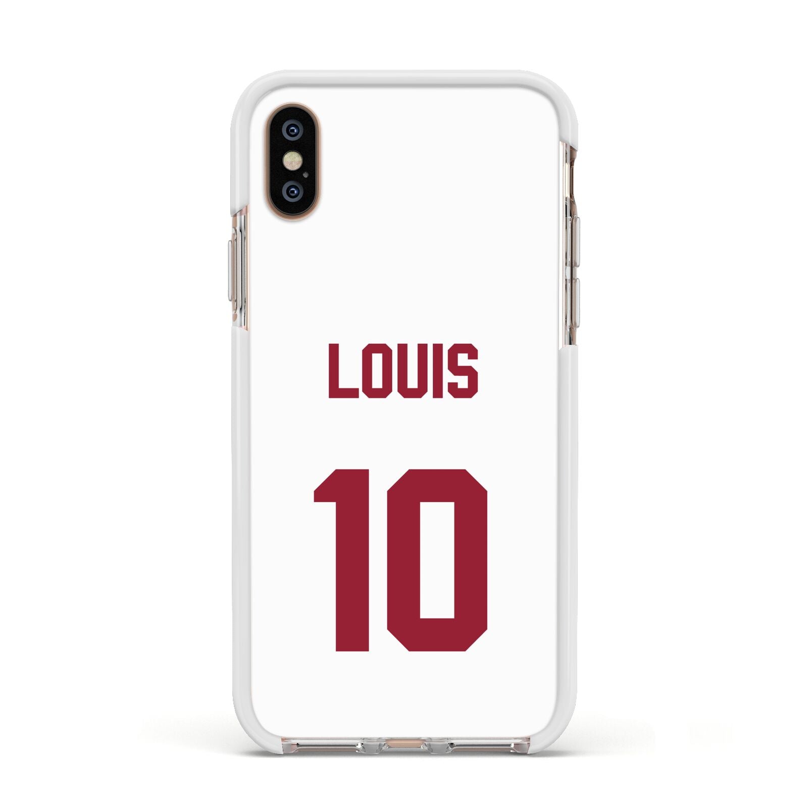 Football Shirt Custom Apple iPhone Xs Impact Case White Edge on Gold Phone