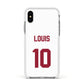 Football Shirt Custom Apple iPhone Xs Impact Case White Edge on Silver Phone