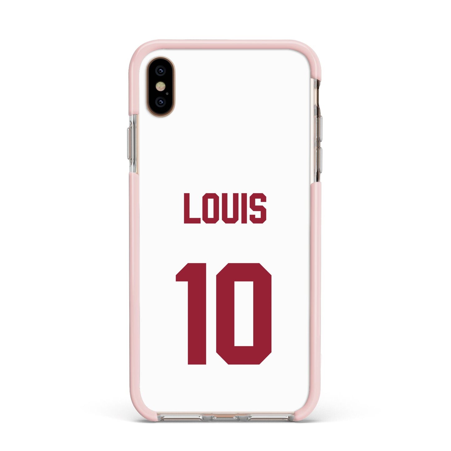 Football Shirt Custom Apple iPhone Xs Max Impact Case Pink Edge on Gold Phone