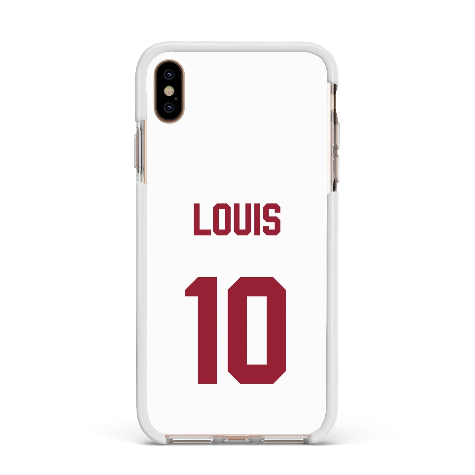 Football Shirt Custom Apple iPhone Xs Max Impact Case White Edge on Gold Phone