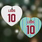Football Shirt Custom Heart Decoration on Christmas Background