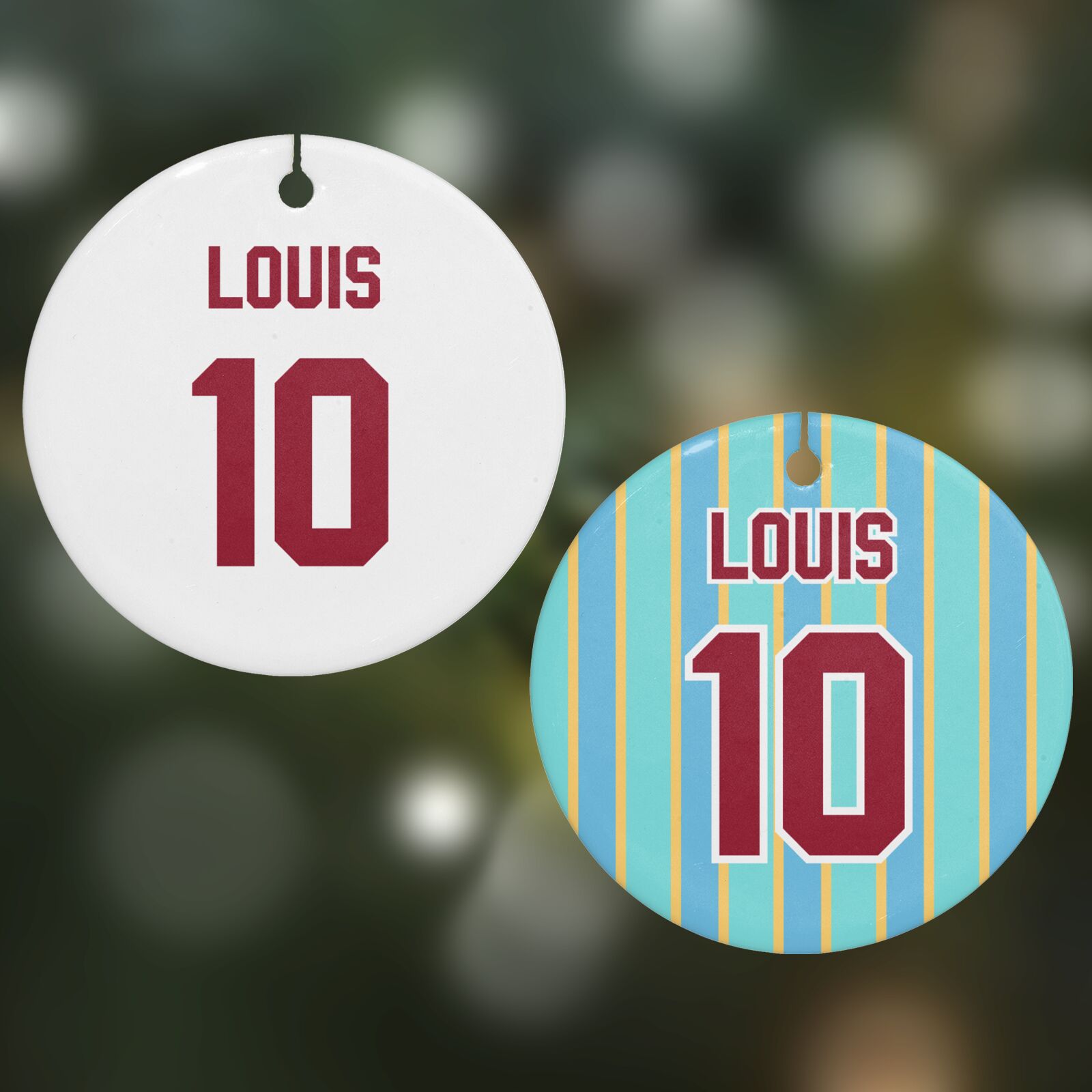 Football Shirt Custom Round Decoration on Christmas Background