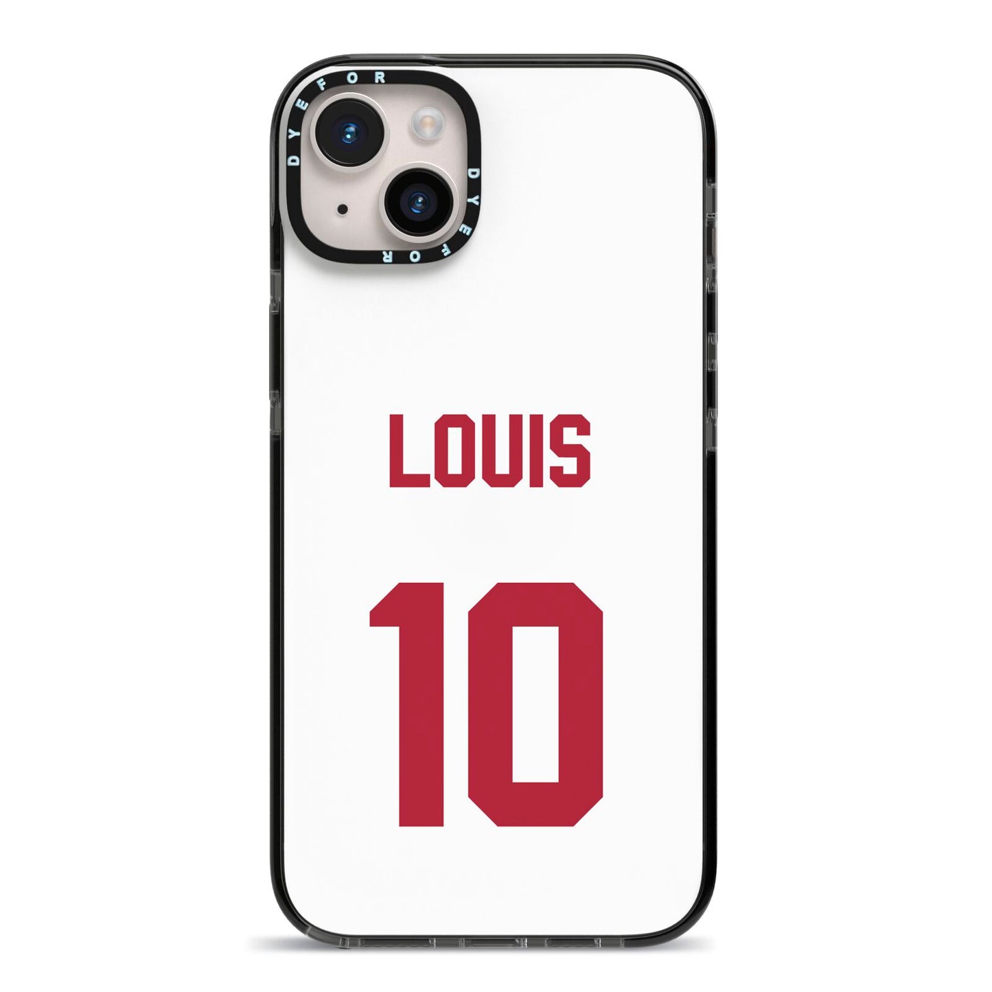 Football Shirt Custom iPhone 14 Plus Black Impact Case on Silver phone