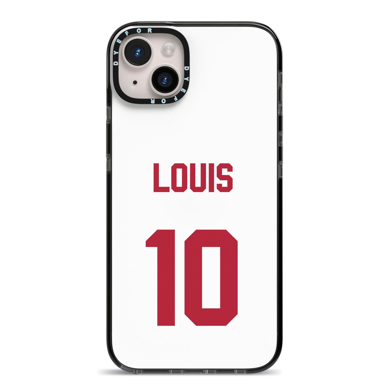 Football Shirt Custom iPhone 14 Plus Black Impact Case on Silver phone