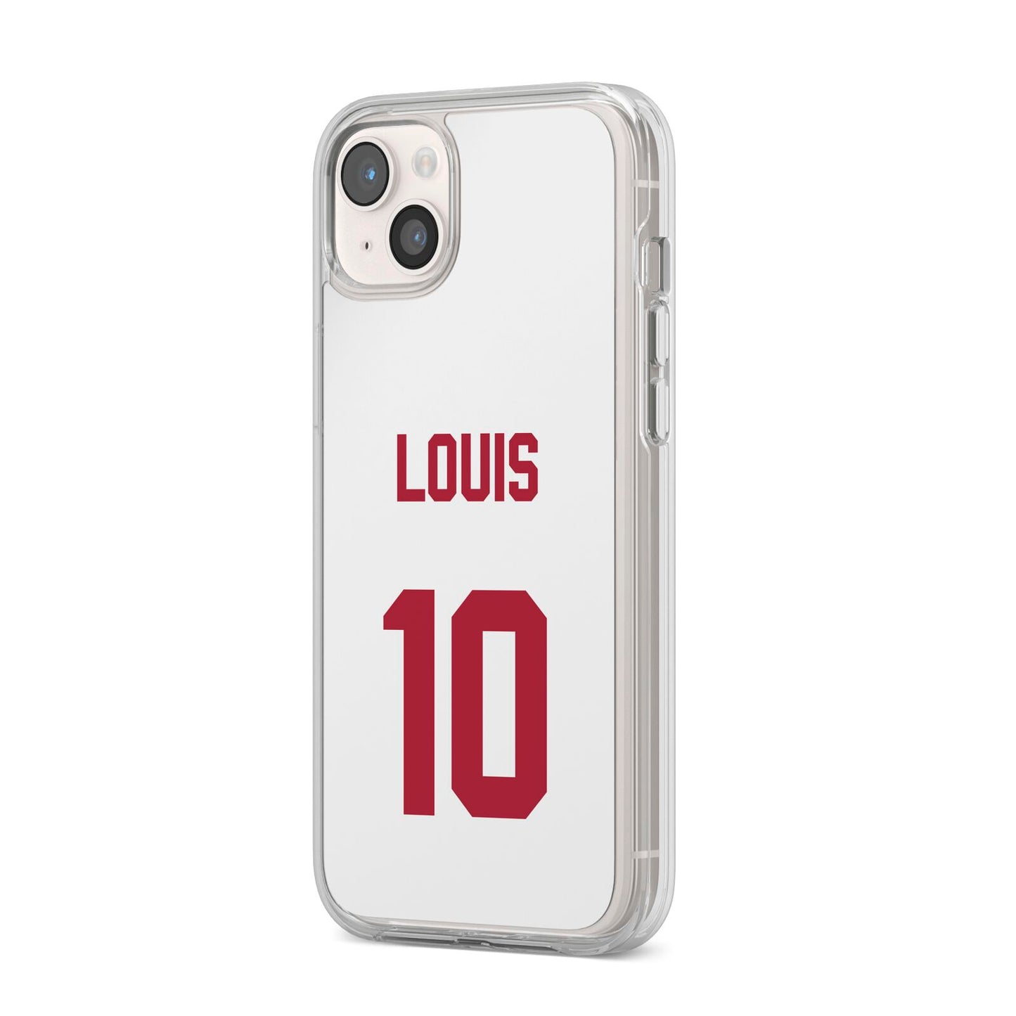 Football Shirt Custom iPhone 14 Plus Clear Tough Case Starlight Angled Image