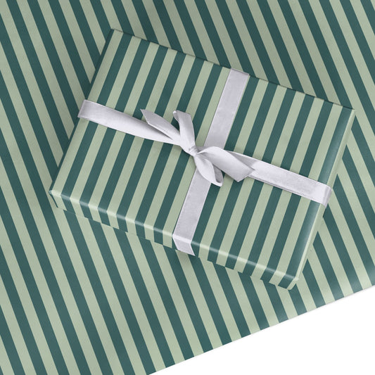 Forest Green Striped Custom Wrapping Paper