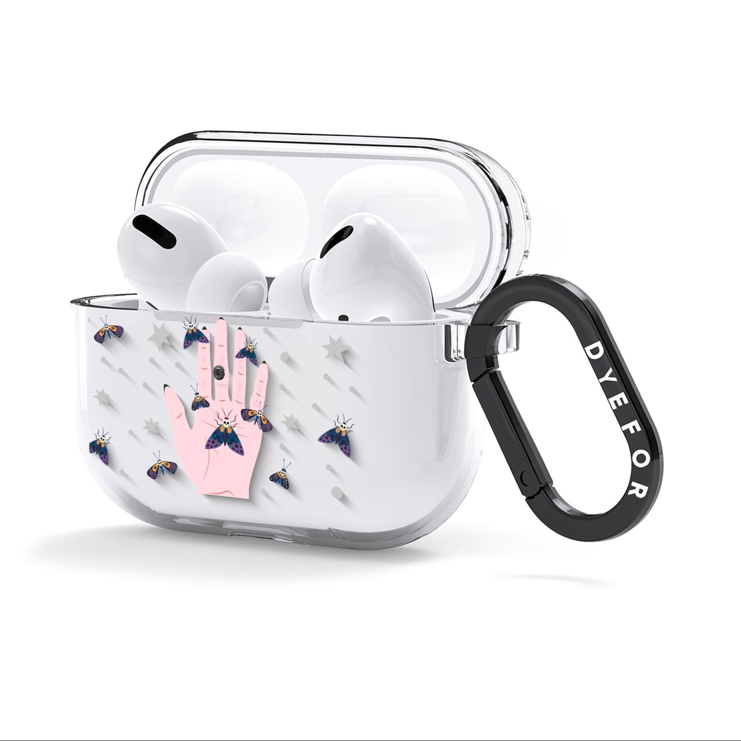 Fortune Teller Hands and Skull Moths AirPods Clear Case 3rd Gen Side Image
