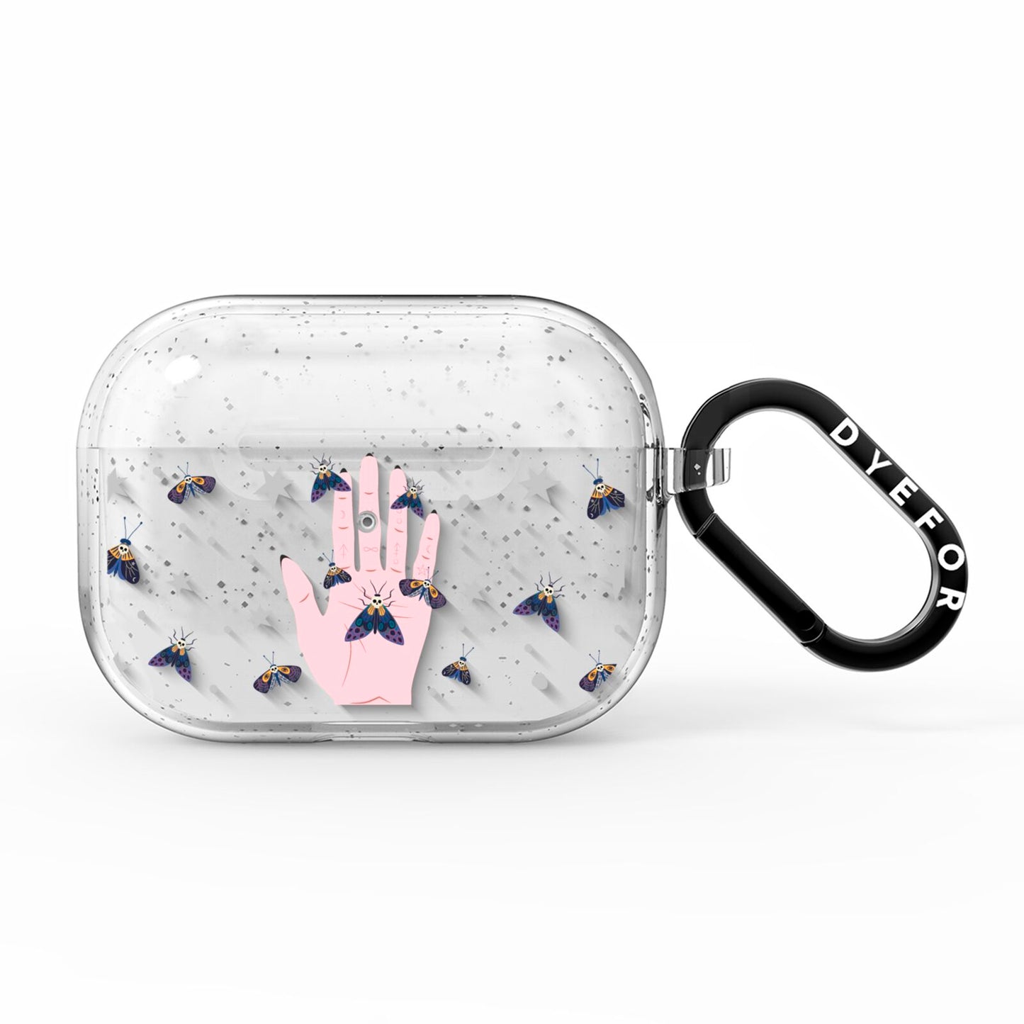 Fortune Teller Hands and Skull Moths AirPods Pro Glitter Case