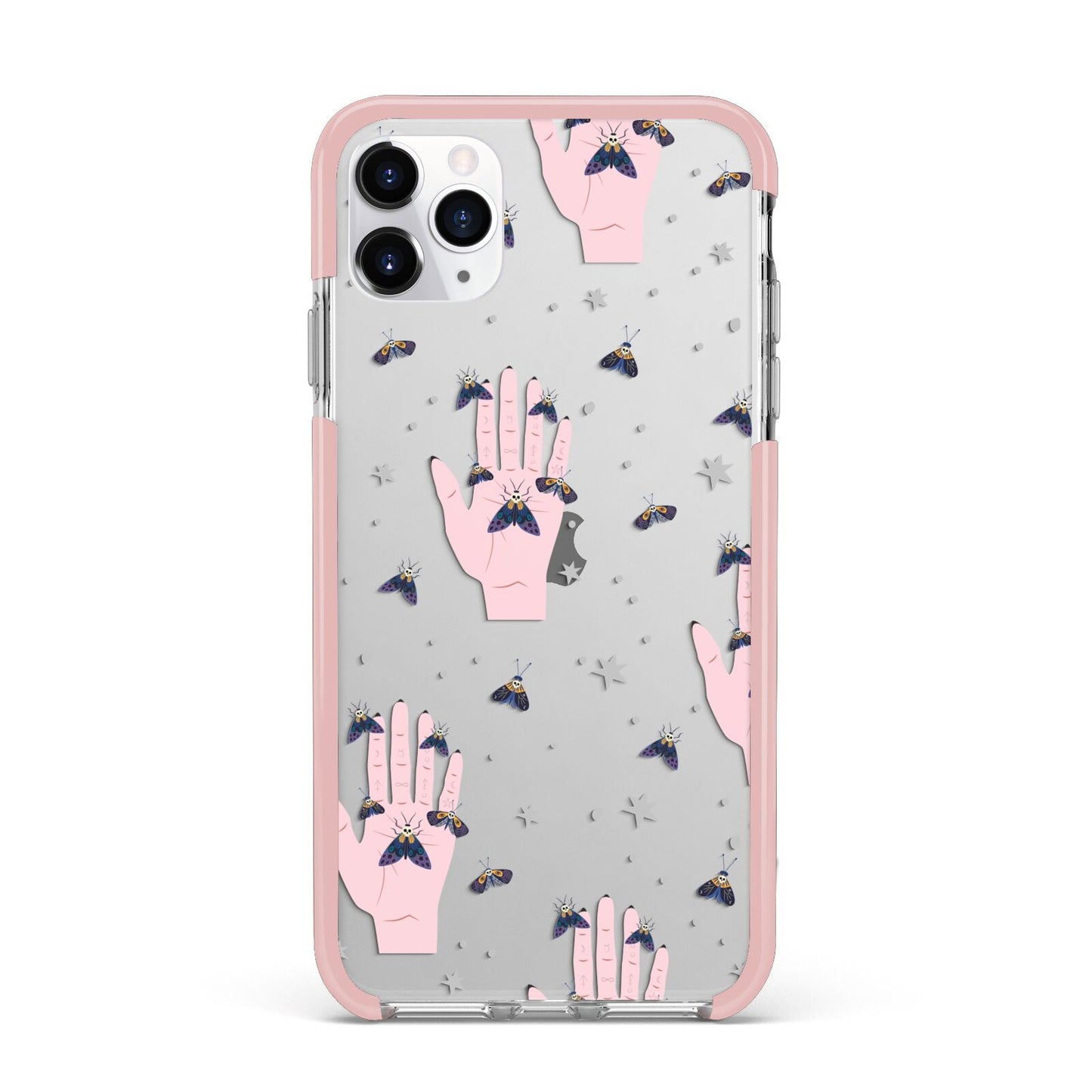 Fortune Teller Hands and Skull Moths iPhone 11 Pro Max Impact Pink Edge Case