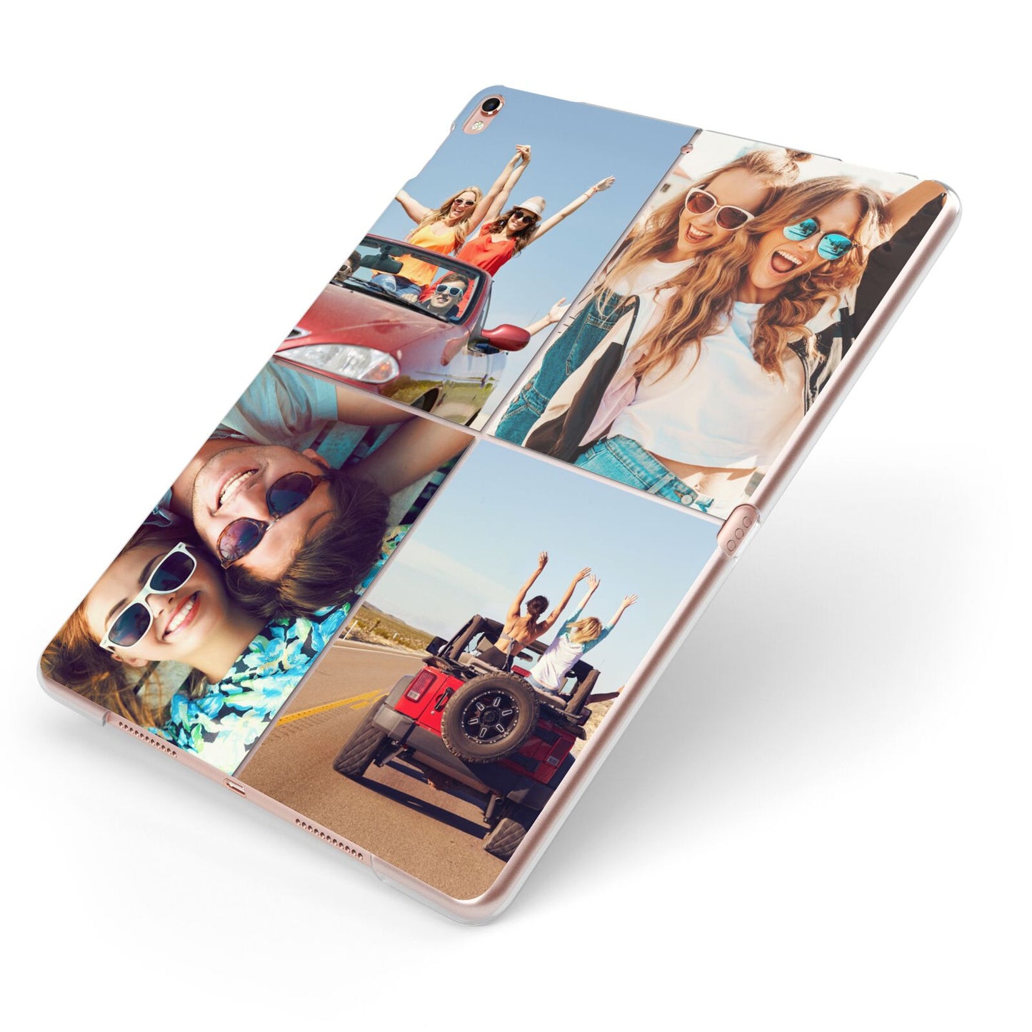 Four Photo Apple iPad Case on Rose Gold iPad Side View