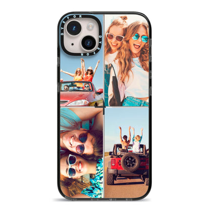 Four Photo iPhone 14 Plus Black Impact Case on Silver phone