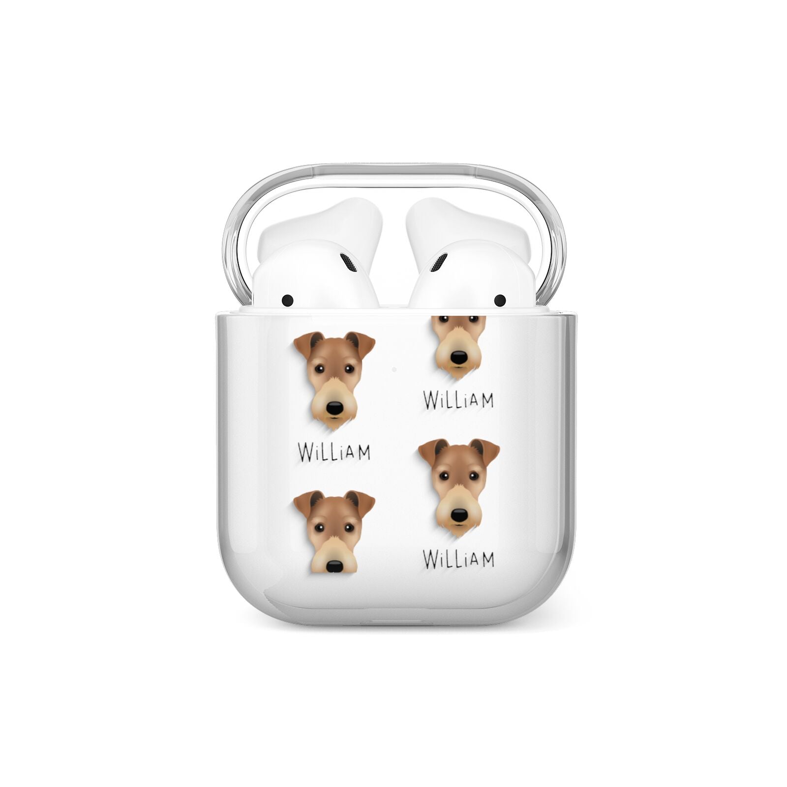 Fox Terrier Icon with Name AirPods Case