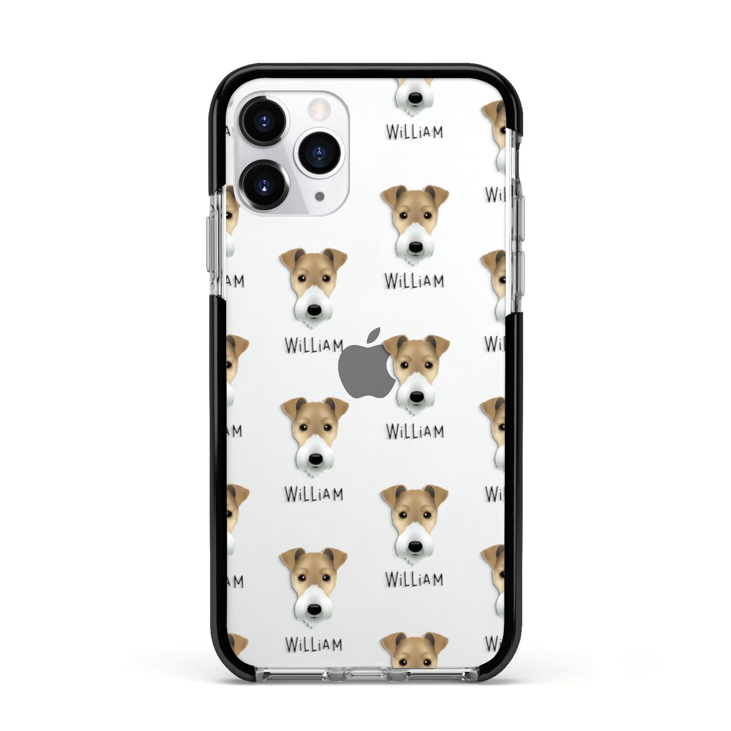 Fox Terrier Icon with Name Apple iPhone 11 Pro in Silver with Black Impact Case