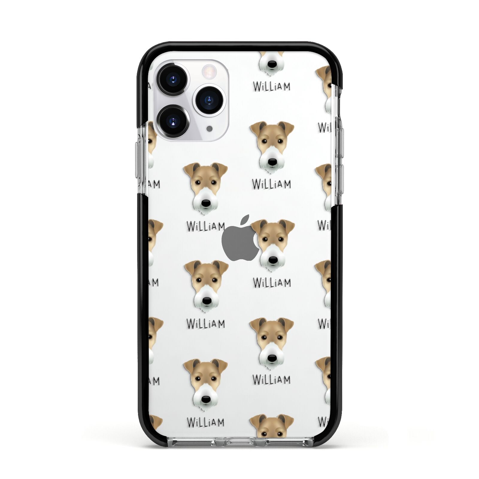 Fox Terrier Icon with Name Apple iPhone 11 Pro in Silver with Black Impact Case