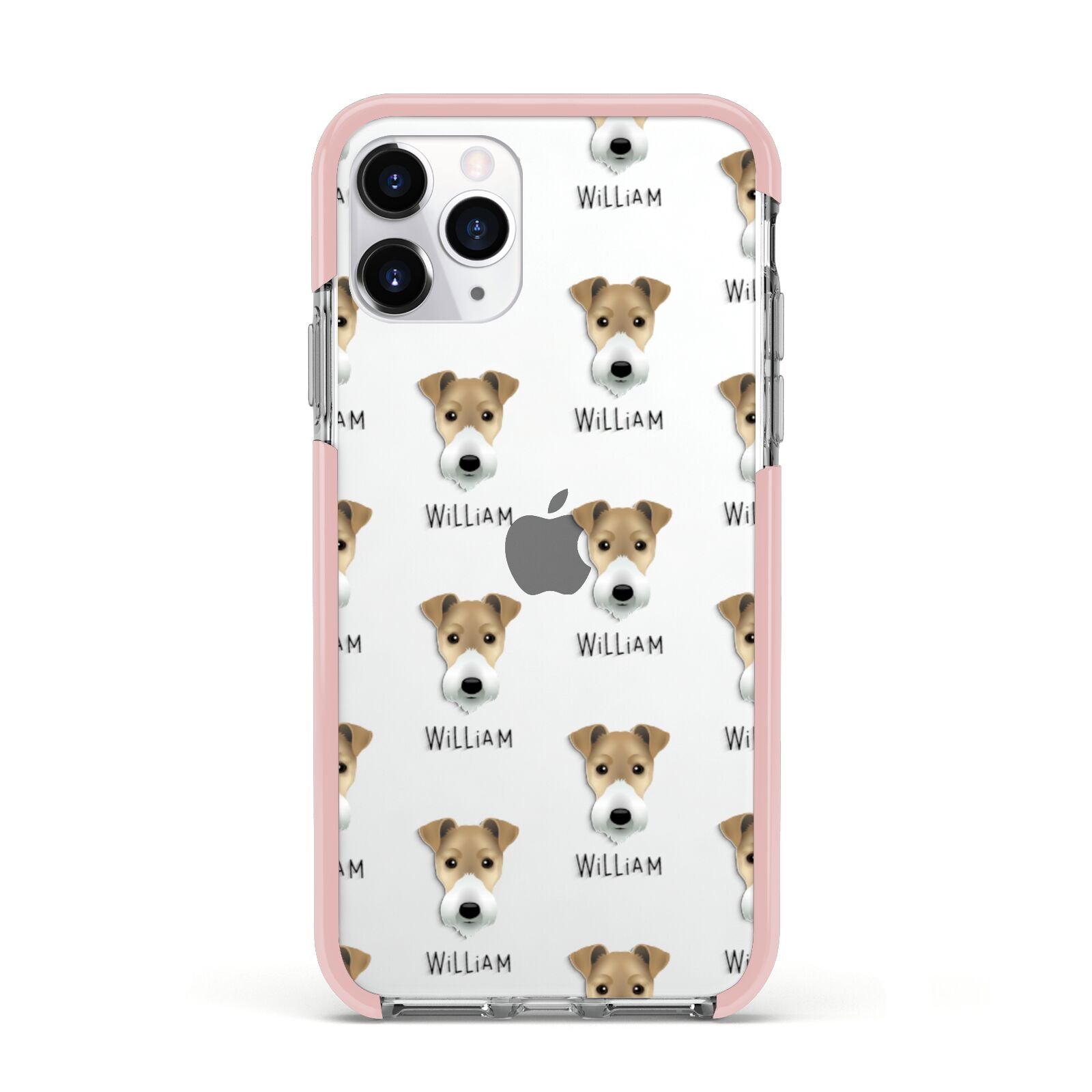 Fox Terrier Icon with Name Apple iPhone 11 Pro in Silver with Pink Impact Case