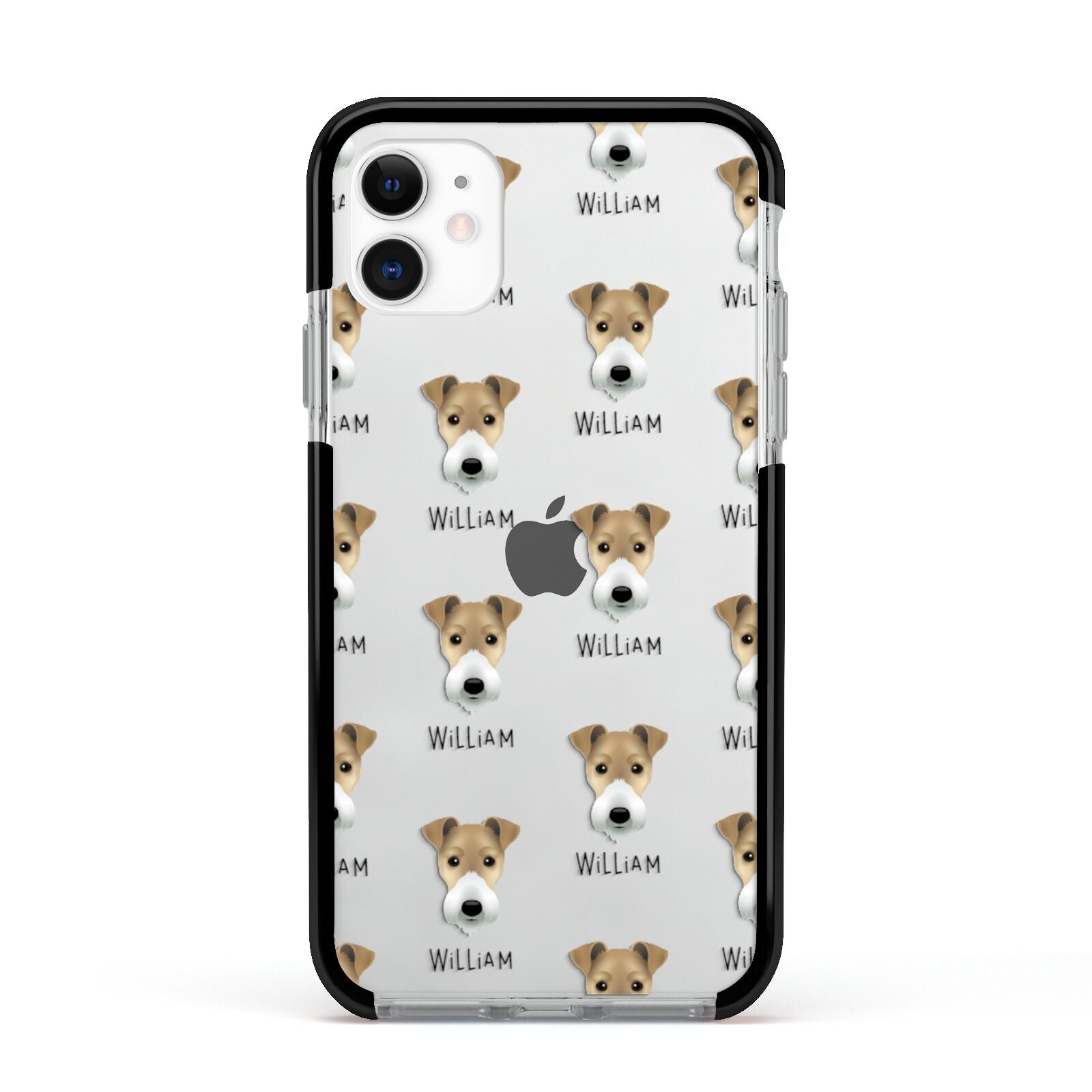 Fox Terrier Icon with Name Apple iPhone 11 in White with Black Impact Case