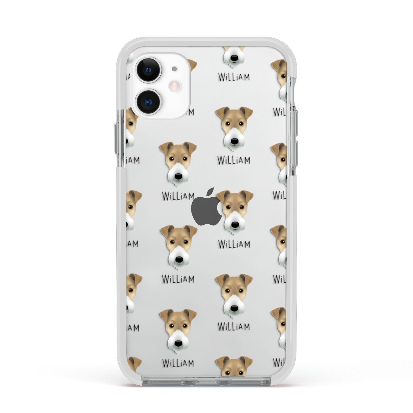 Fox Terrier Icon with Name Apple iPhone 11 in White with White Impact Case