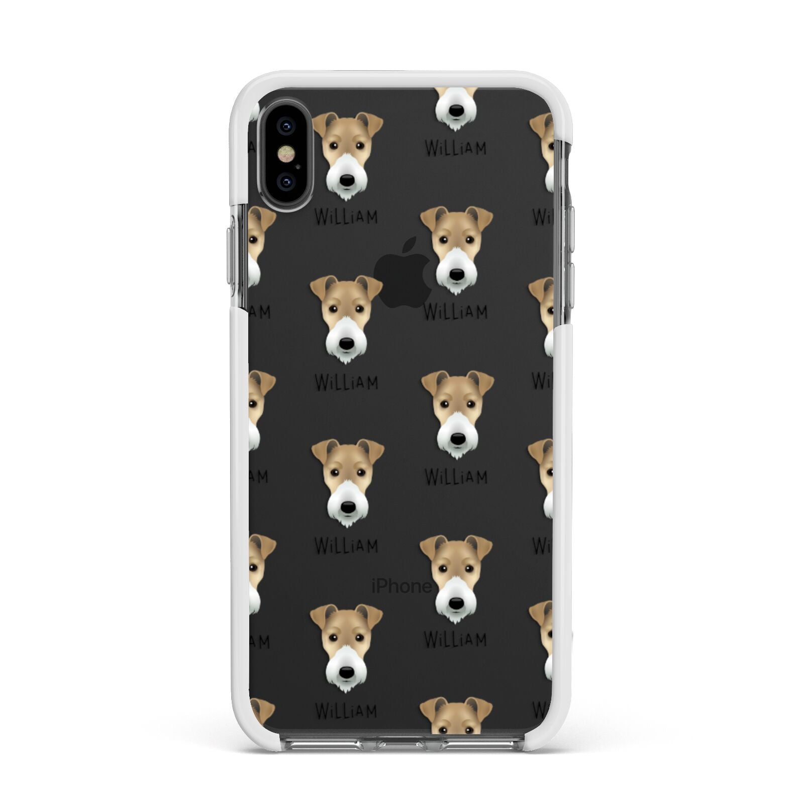 Fox Terrier Icon with Name Apple iPhone Xs Max Impact Case White Edge on Black Phone