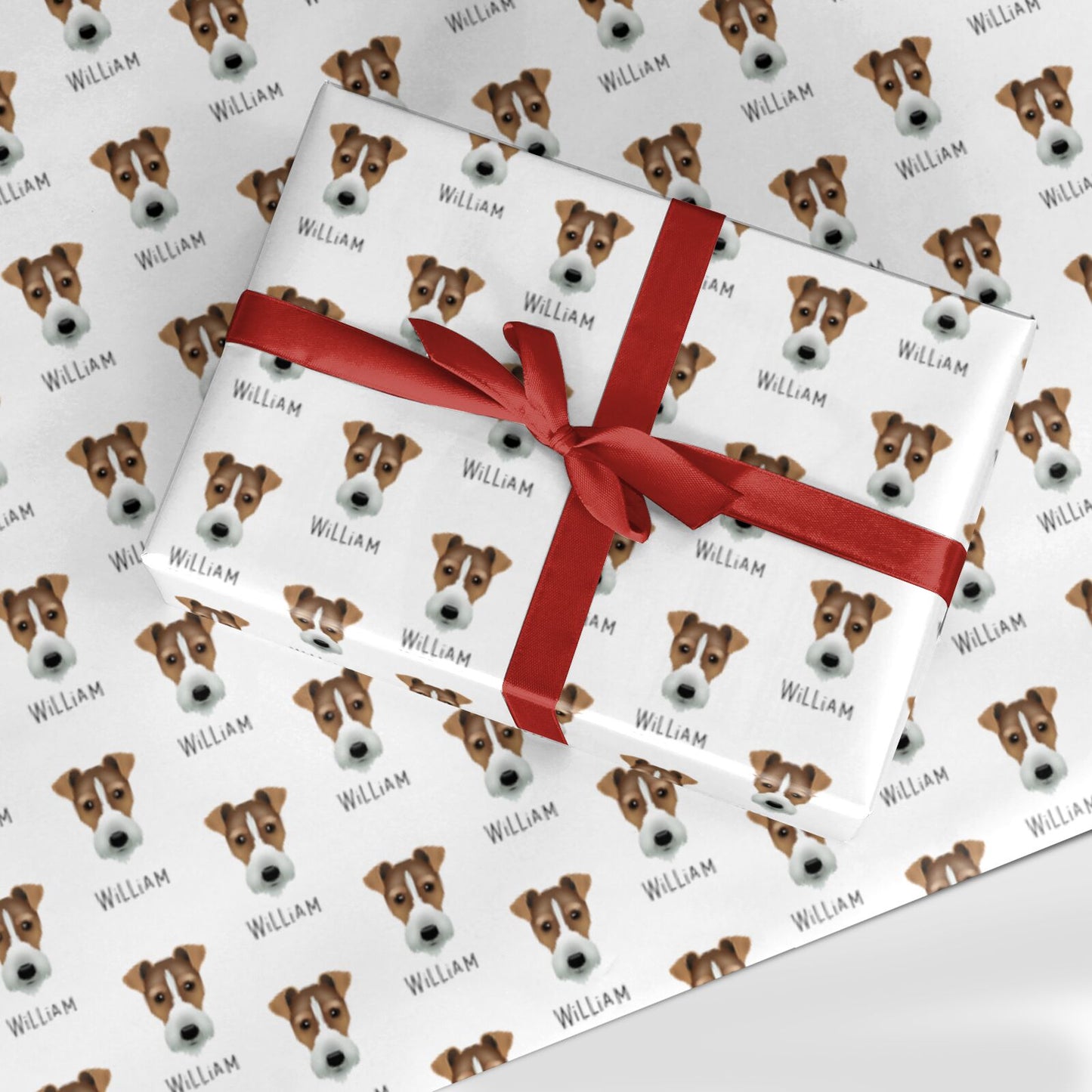 Fox Terrier Icon with Name Custom Wrapping Paper