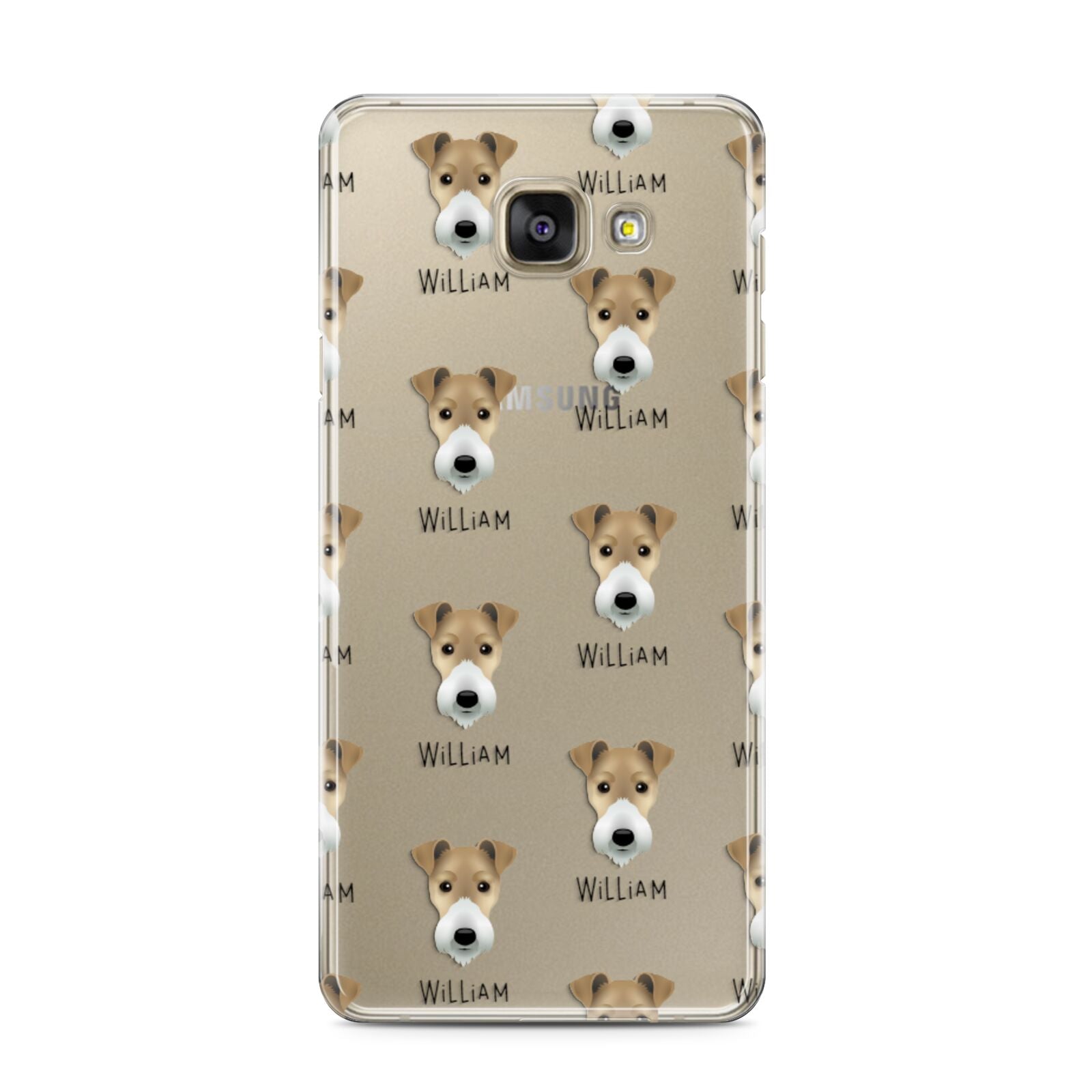 Fox Terrier Icon with Name Samsung Galaxy A3 2016 Case on gold phone