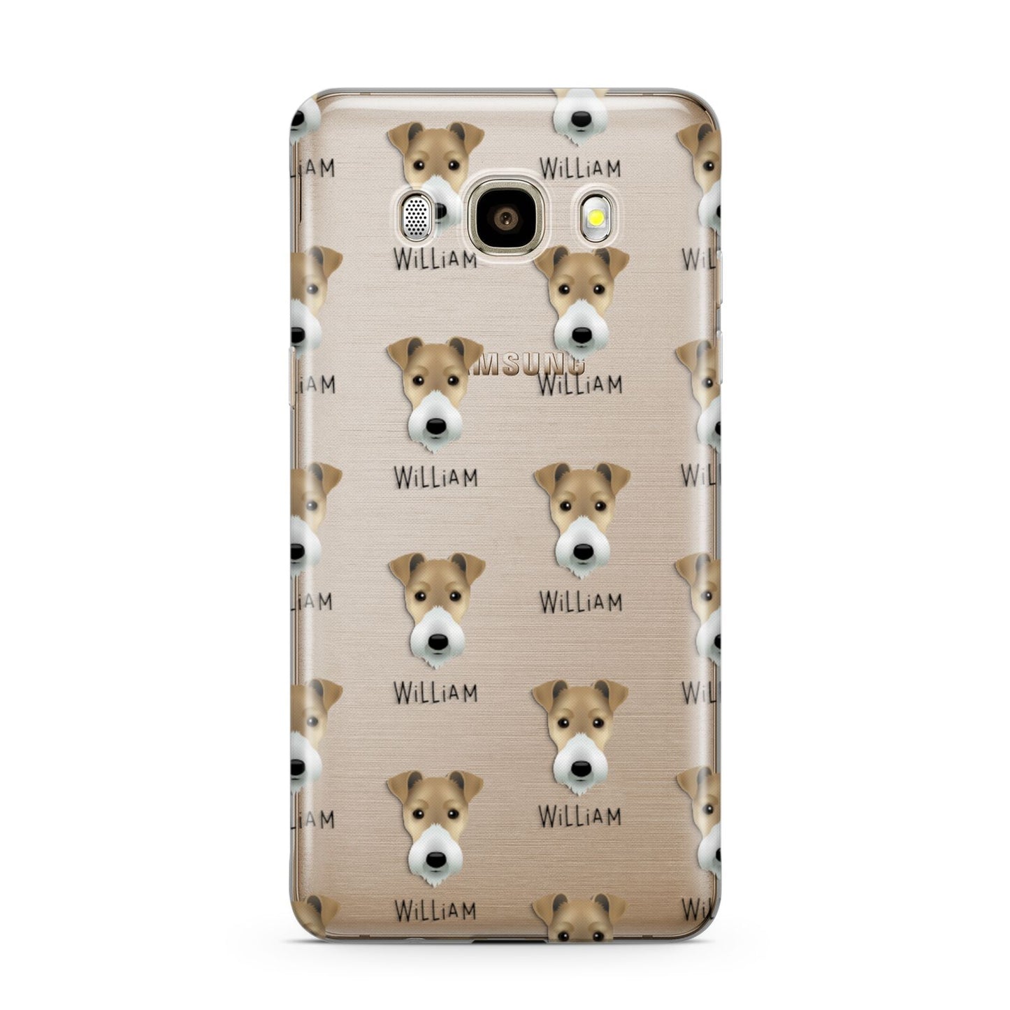 Fox Terrier Icon with Name Samsung Galaxy J7 2016 Case on gold phone