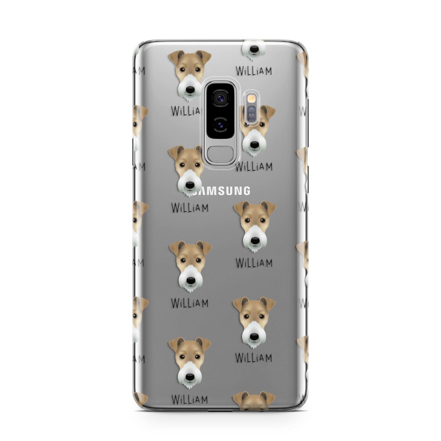 Fox Terrier Icon with Name Samsung Galaxy S9 Plus Case on Silver phone