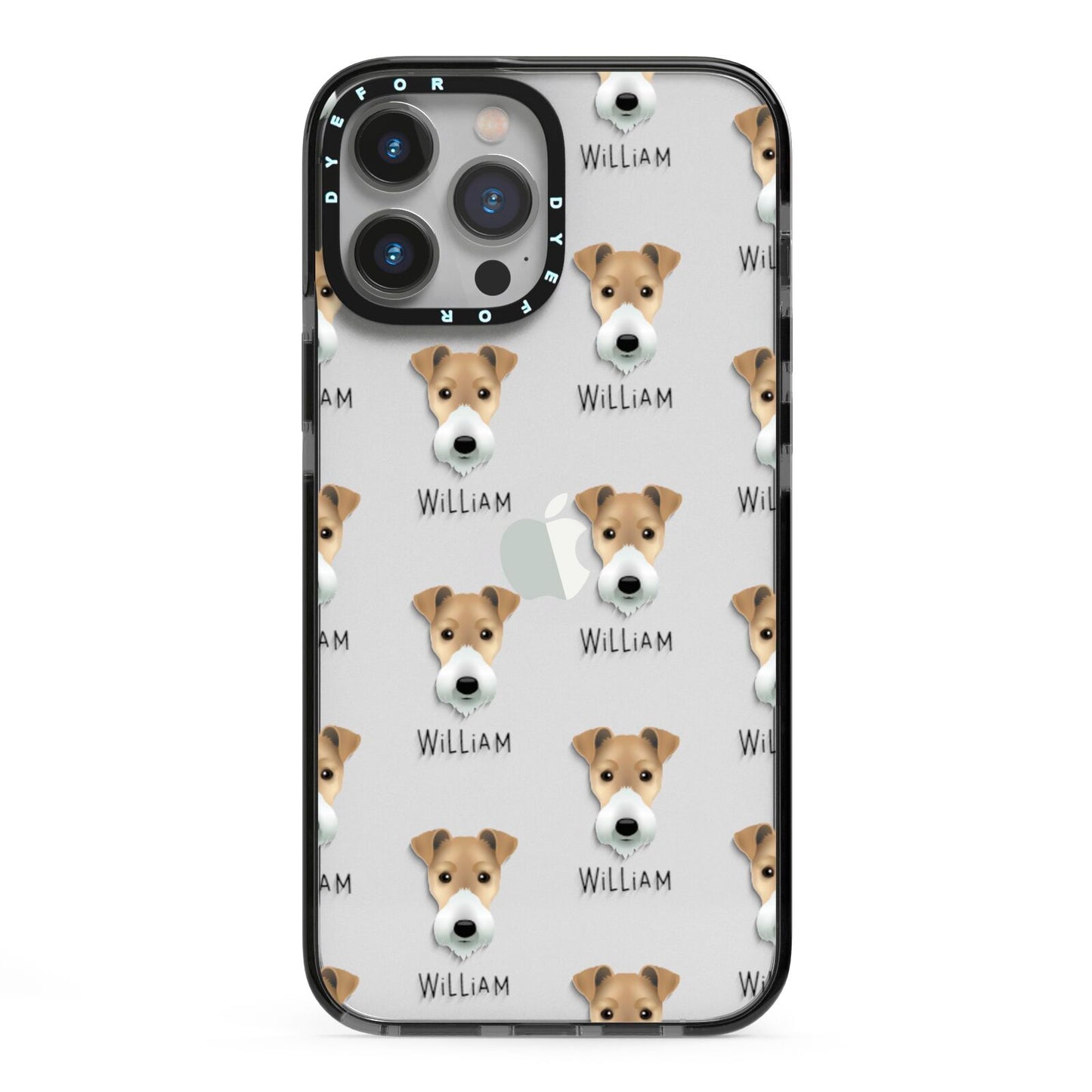 Fox Terrier Icon with Name iPhone 13 Pro Max Black Impact Case on Silver phone