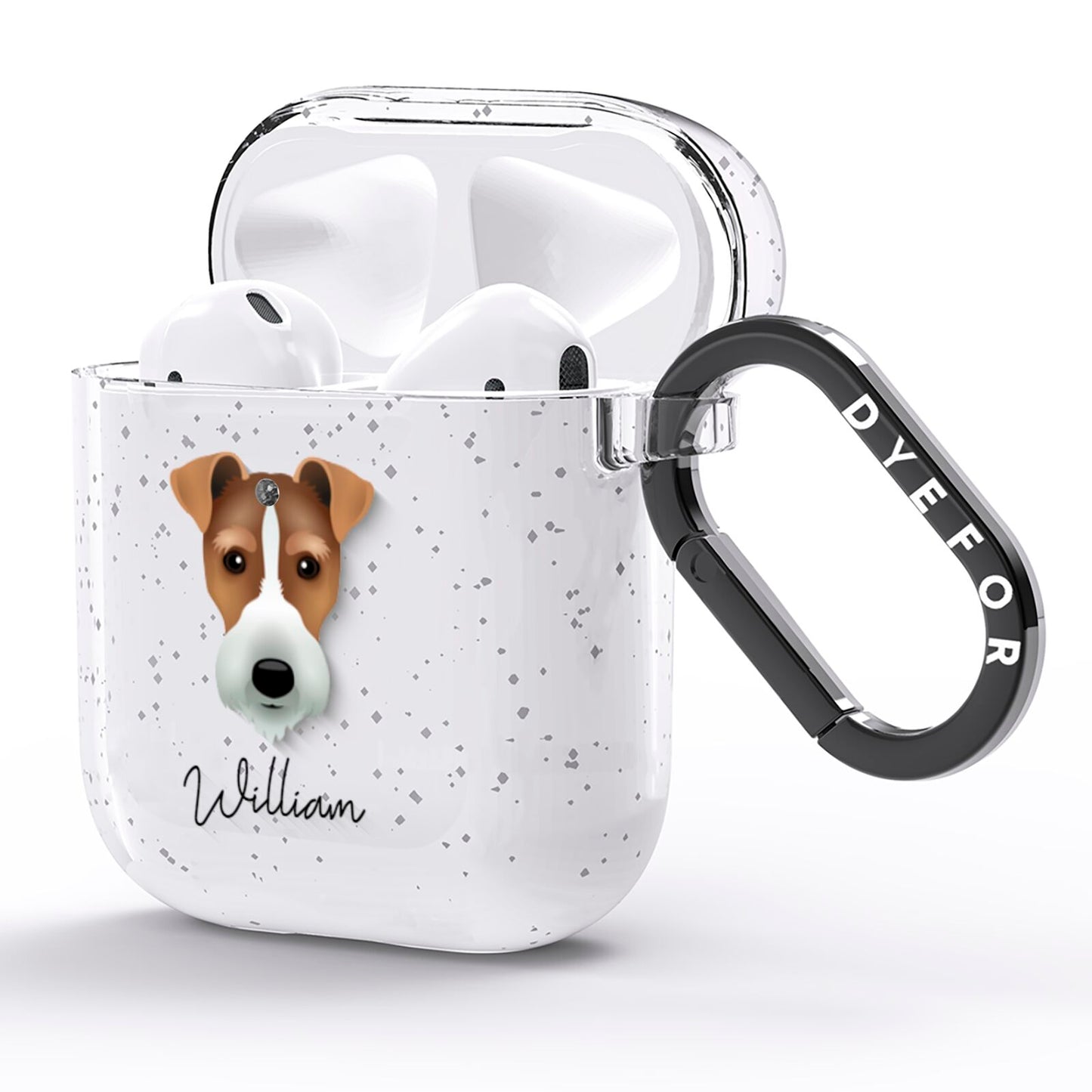 Fox Terrier Personalised AirPods Glitter Case Side Image
