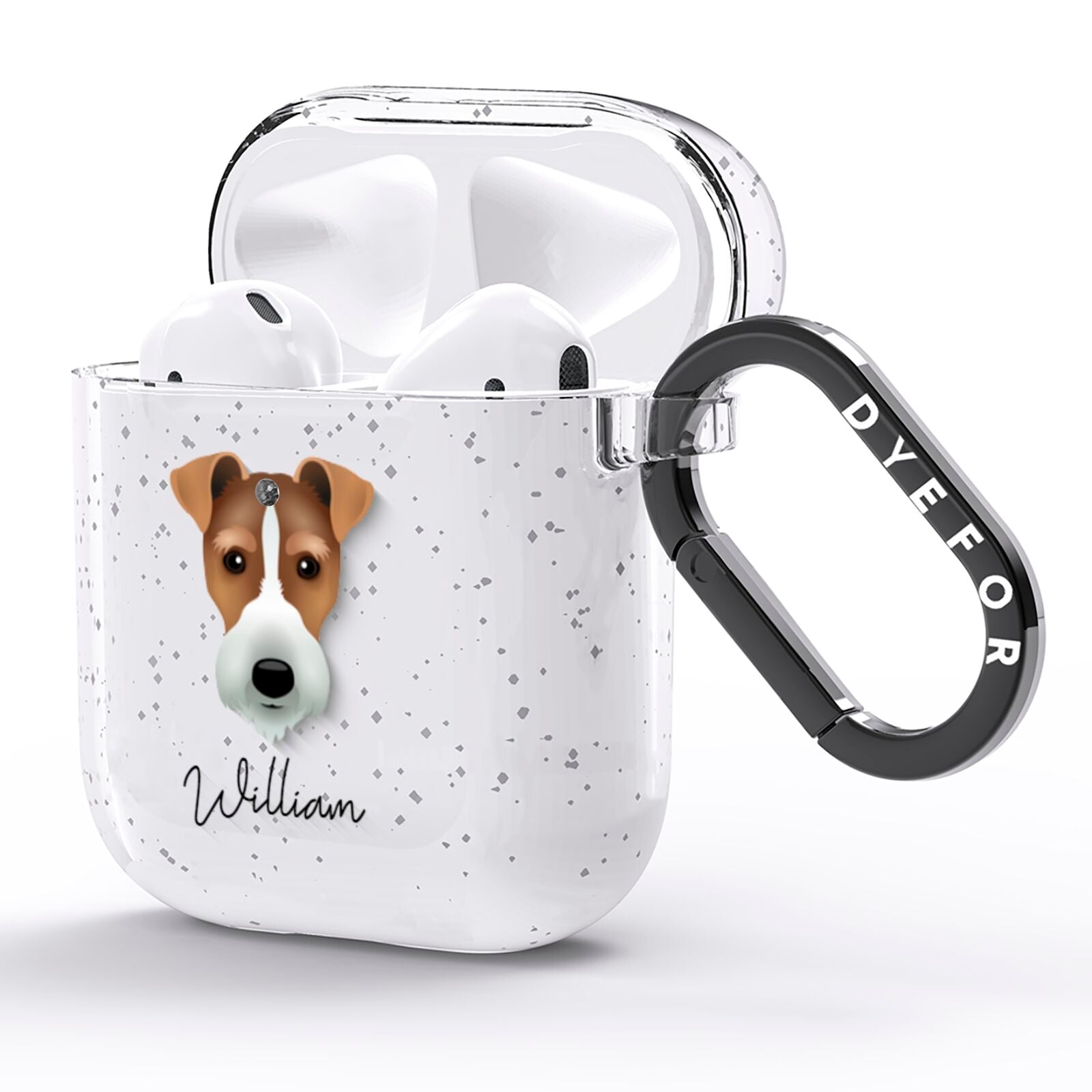 Fox Terrier Personalised AirPods Glitter Case Side Image