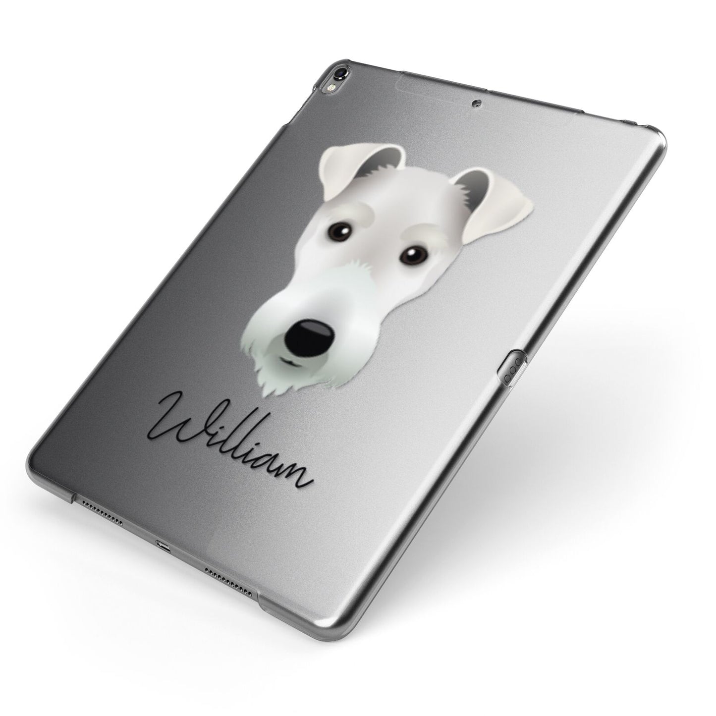 Fox Terrier Personalised Apple iPad Case on Grey iPad Side View