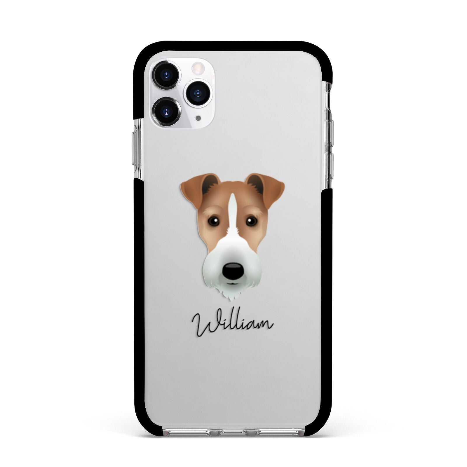 Fox Terrier Personalised Apple iPhone 11 Pro Max in Silver with Black Impact Case