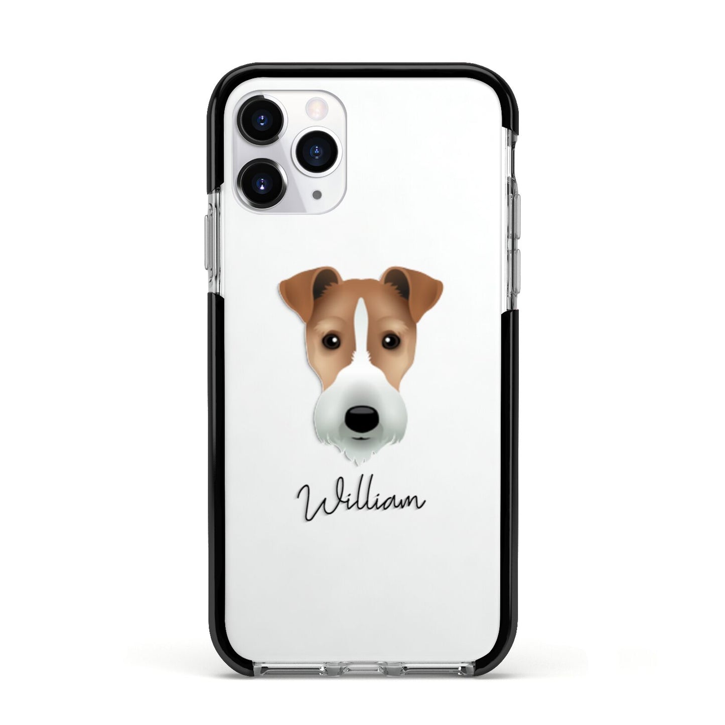 Fox Terrier Personalised Apple iPhone 11 Pro in Silver with Black Impact Case