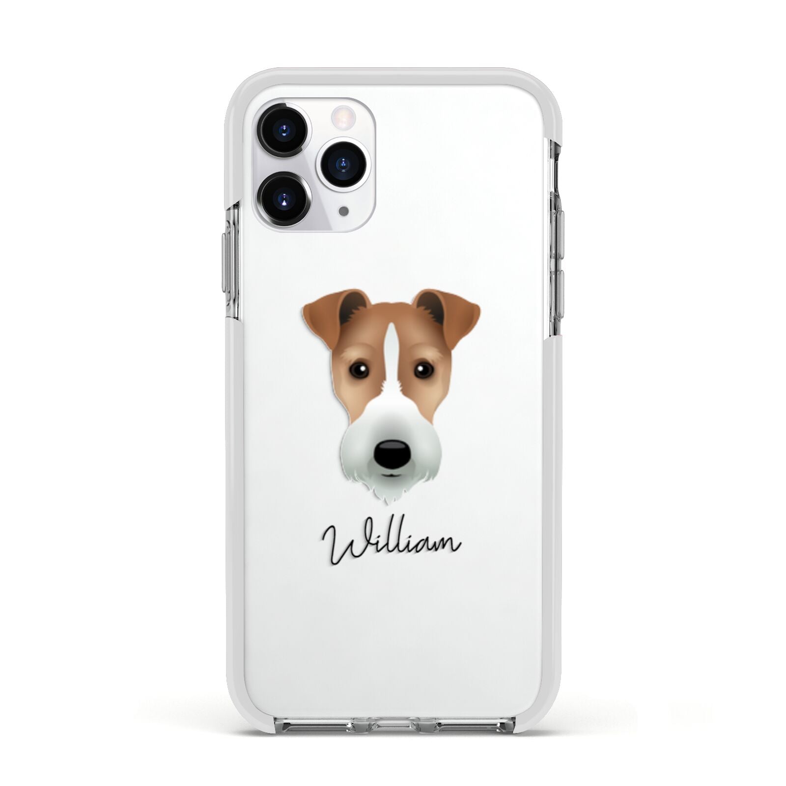 Fox Terrier Personalised Apple iPhone 11 Pro in Silver with White Impact Case