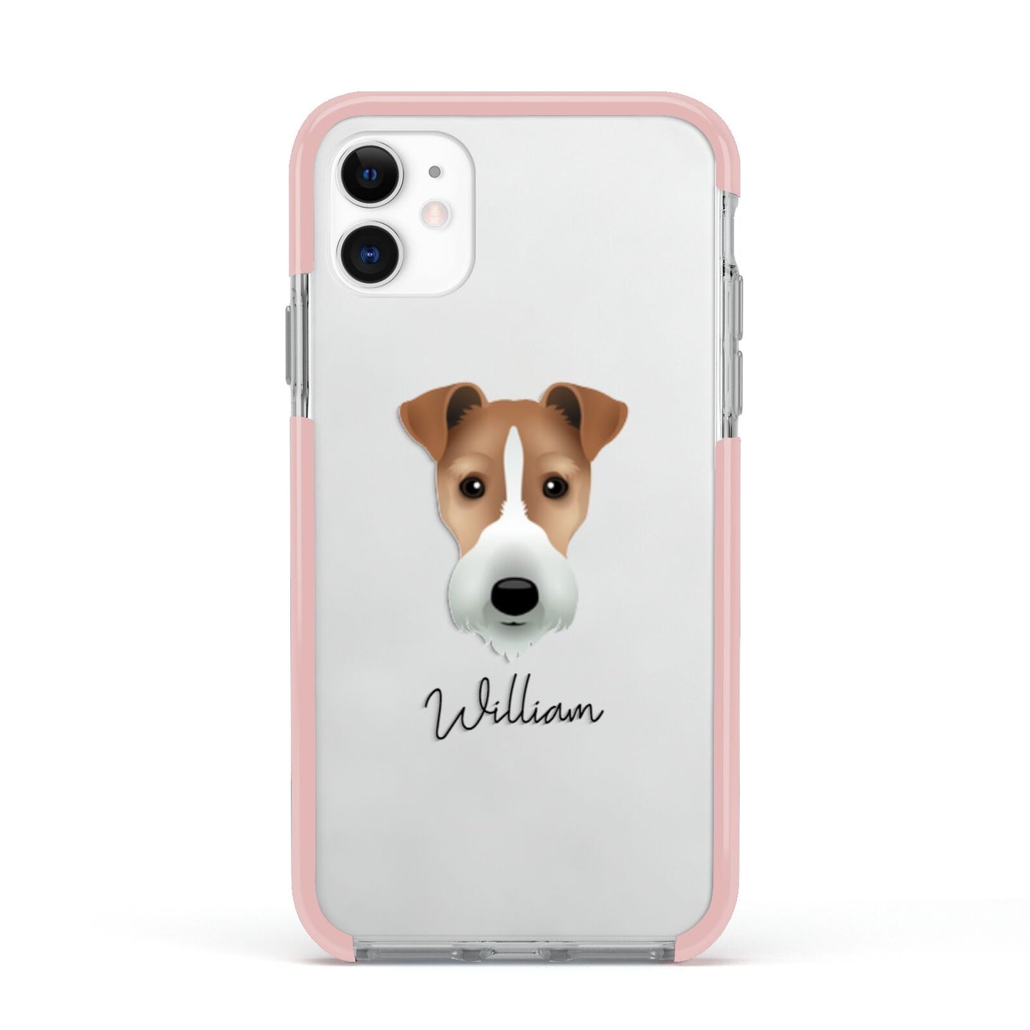 Fox Terrier Personalised Apple iPhone 11 in White with Pink Impact Case