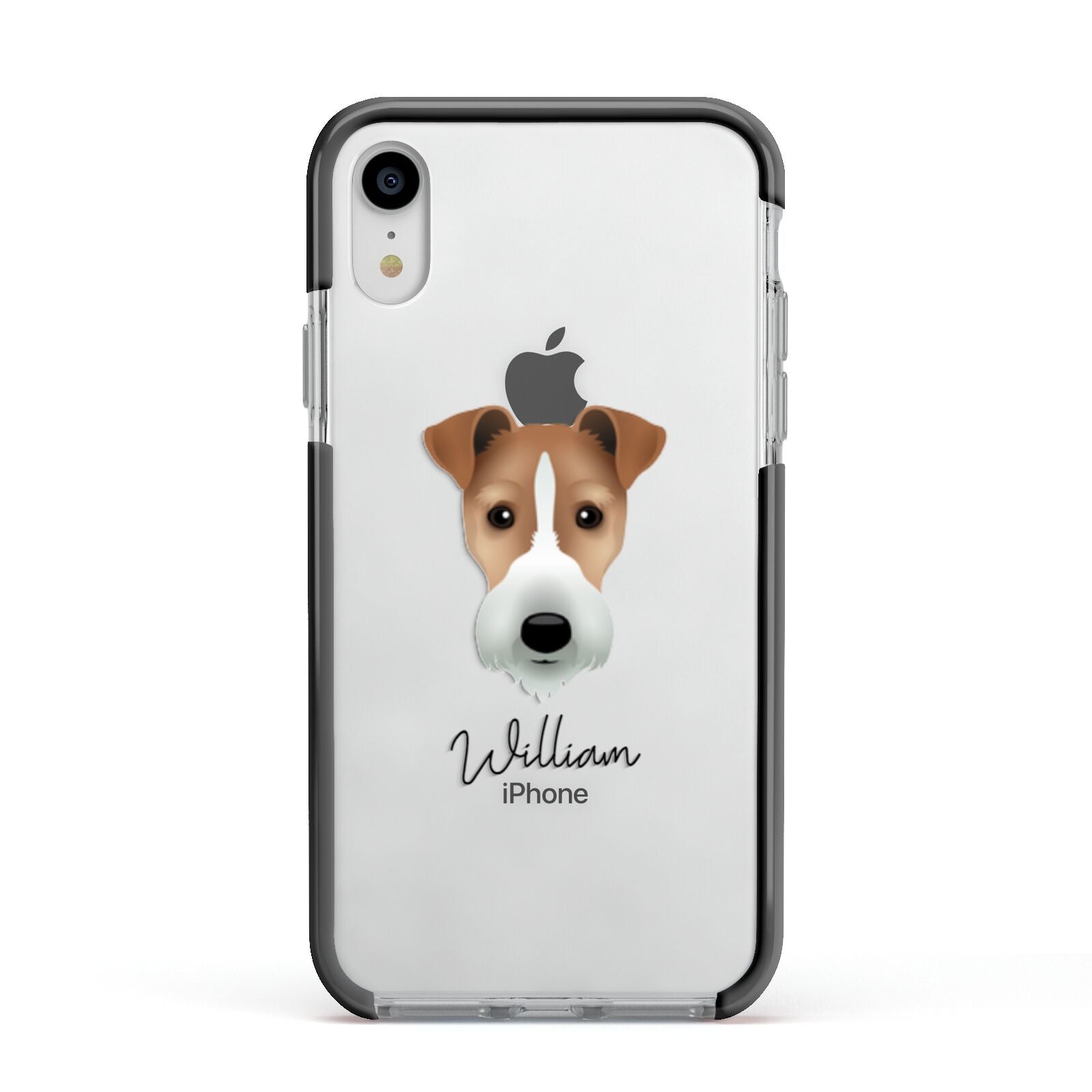Fox Terrier Personalised Apple iPhone XR Impact Case Black Edge on Silver Phone