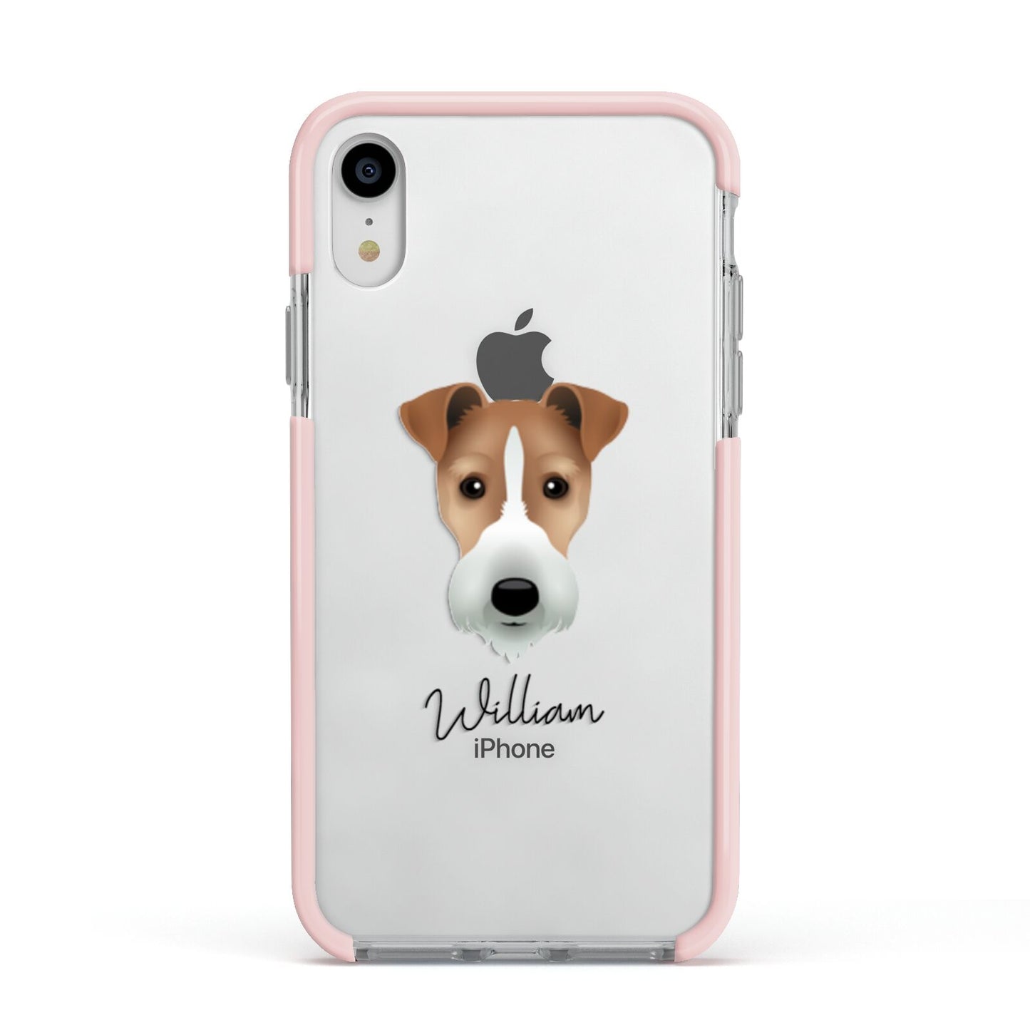Fox Terrier Personalised Apple iPhone XR Impact Case Pink Edge on Silver Phone