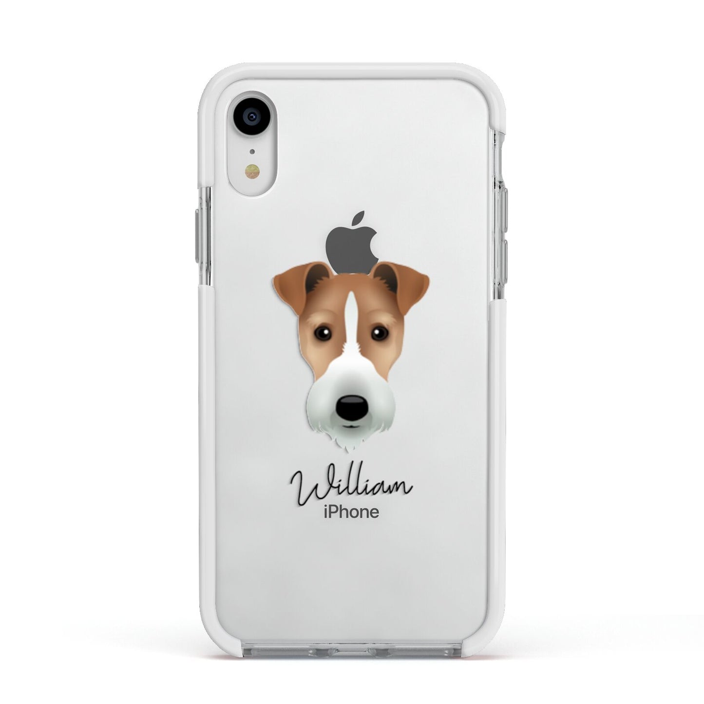 Fox Terrier Personalised Apple iPhone XR Impact Case White Edge on Silver Phone