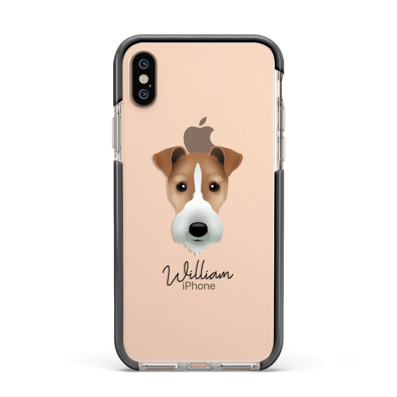 Fox Terrier Personalised Apple iPhone Xs Impact Case Black Edge on Gold Phone