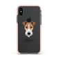 Fox Terrier Personalised Apple iPhone Xs Impact Case Pink Edge on Black Phone