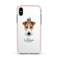 Fox Terrier Personalised Apple iPhone Xs Impact Case Pink Edge on Silver Phone