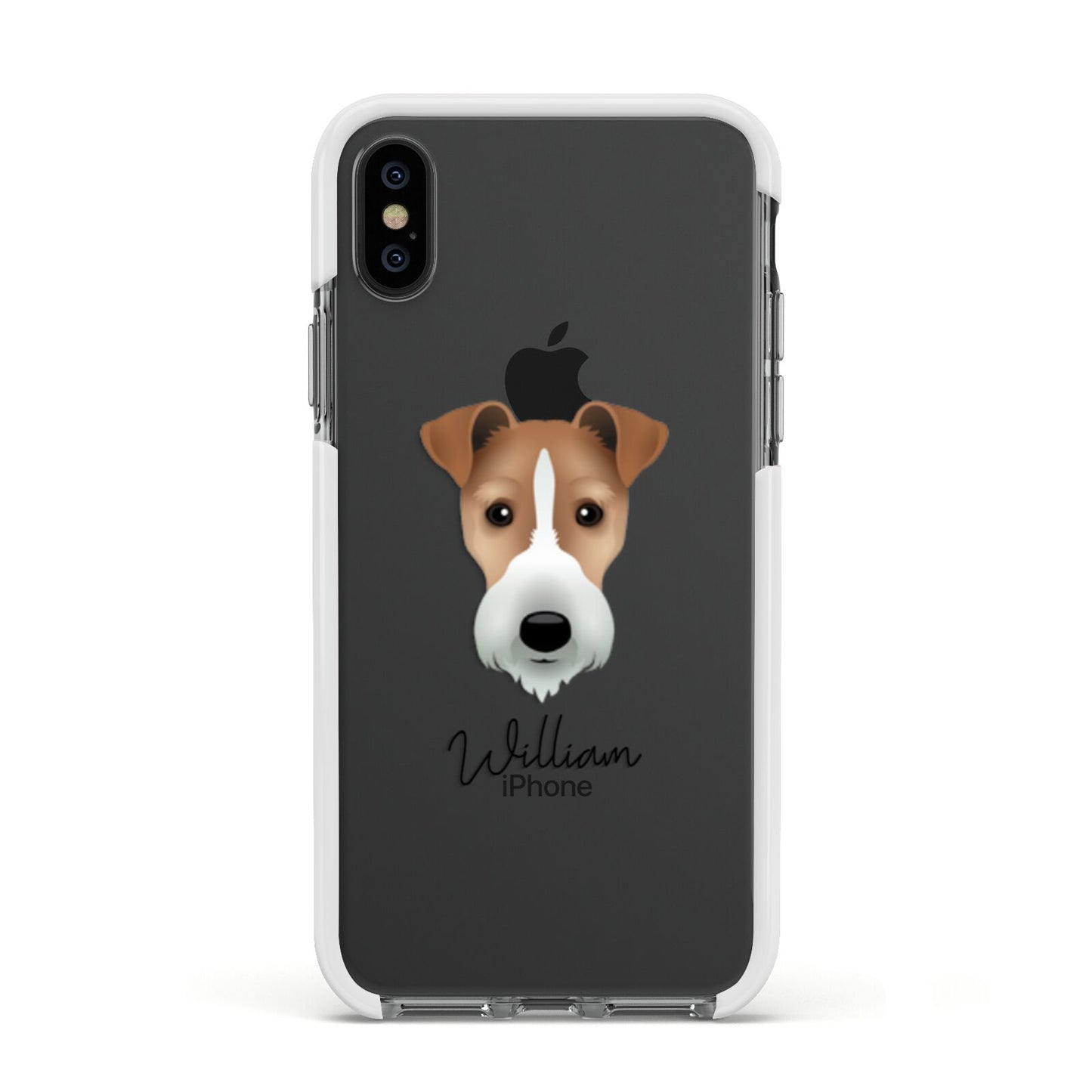 Fox Terrier Personalised Apple iPhone Xs Impact Case White Edge on Black Phone