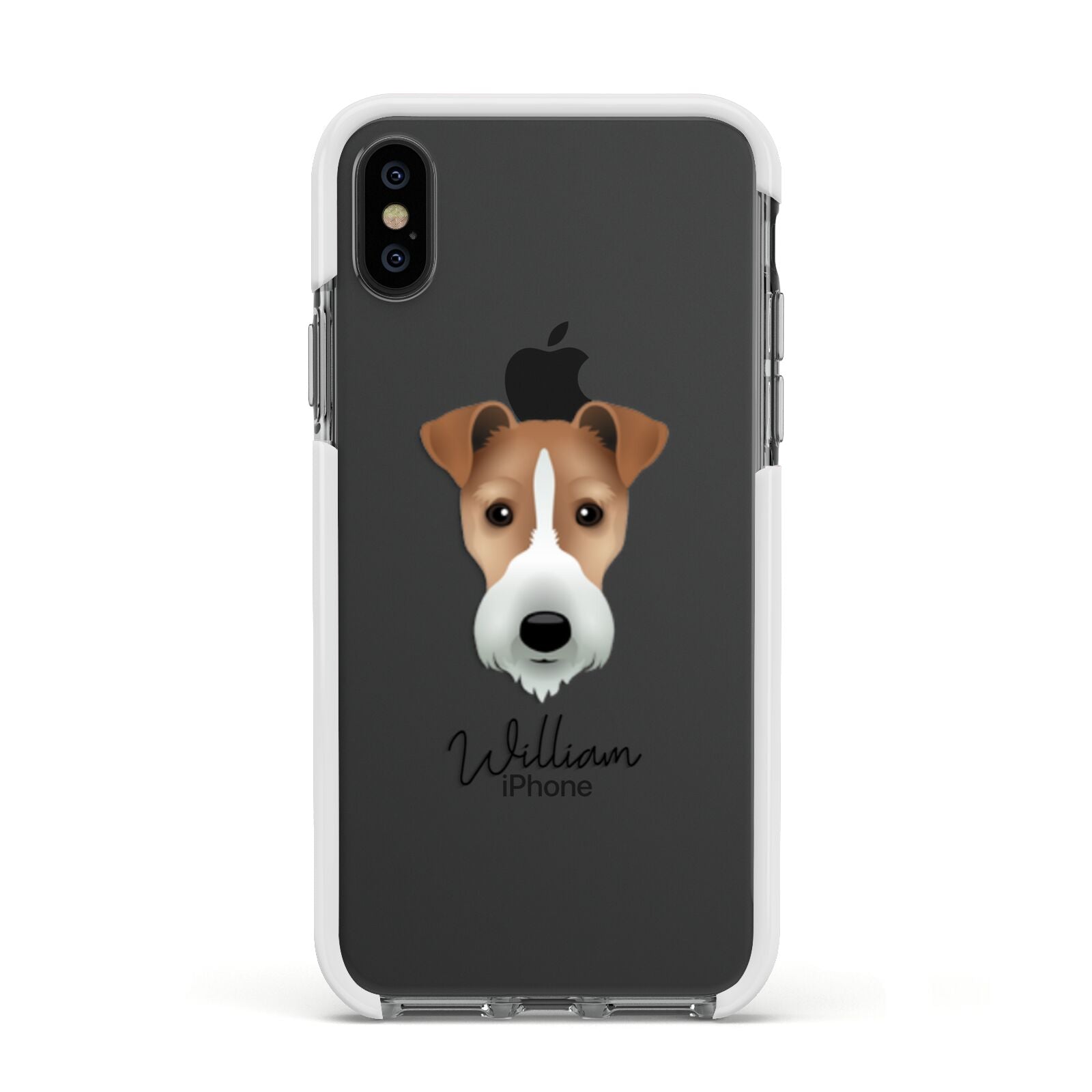 Fox Terrier Personalised Apple iPhone Xs Impact Case White Edge on Black Phone