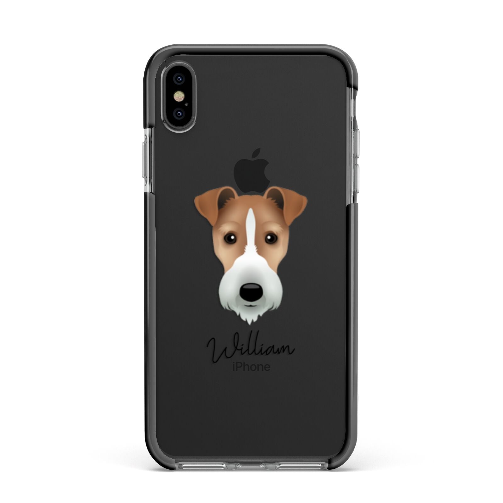 Fox Terrier Personalised Apple iPhone Xs Max Impact Case Black Edge on Black Phone