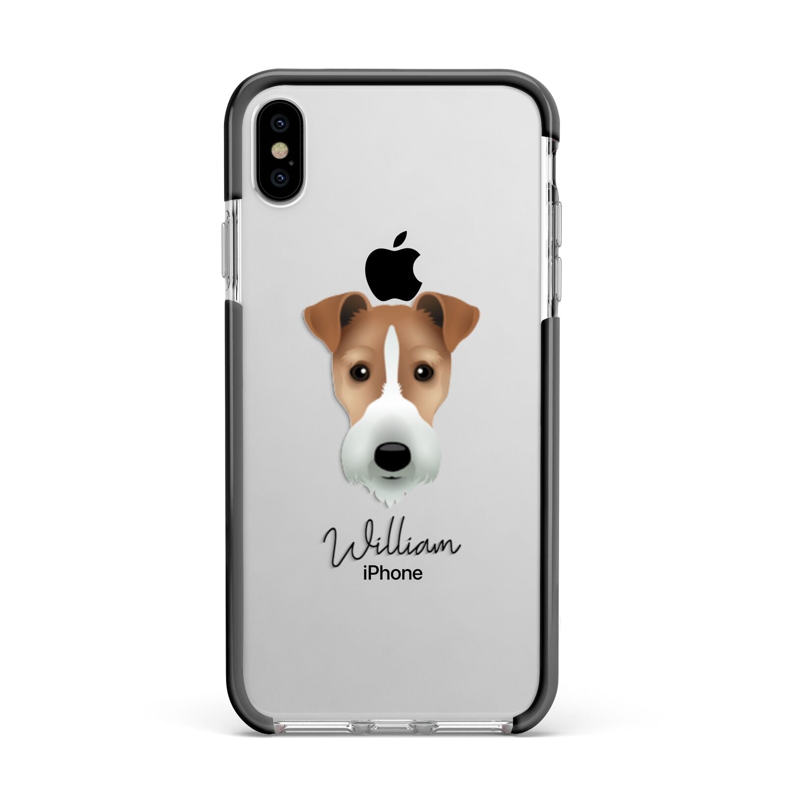 Fox Terrier Personalised Apple iPhone Xs Max Impact Case Black Edge on Silver Phone