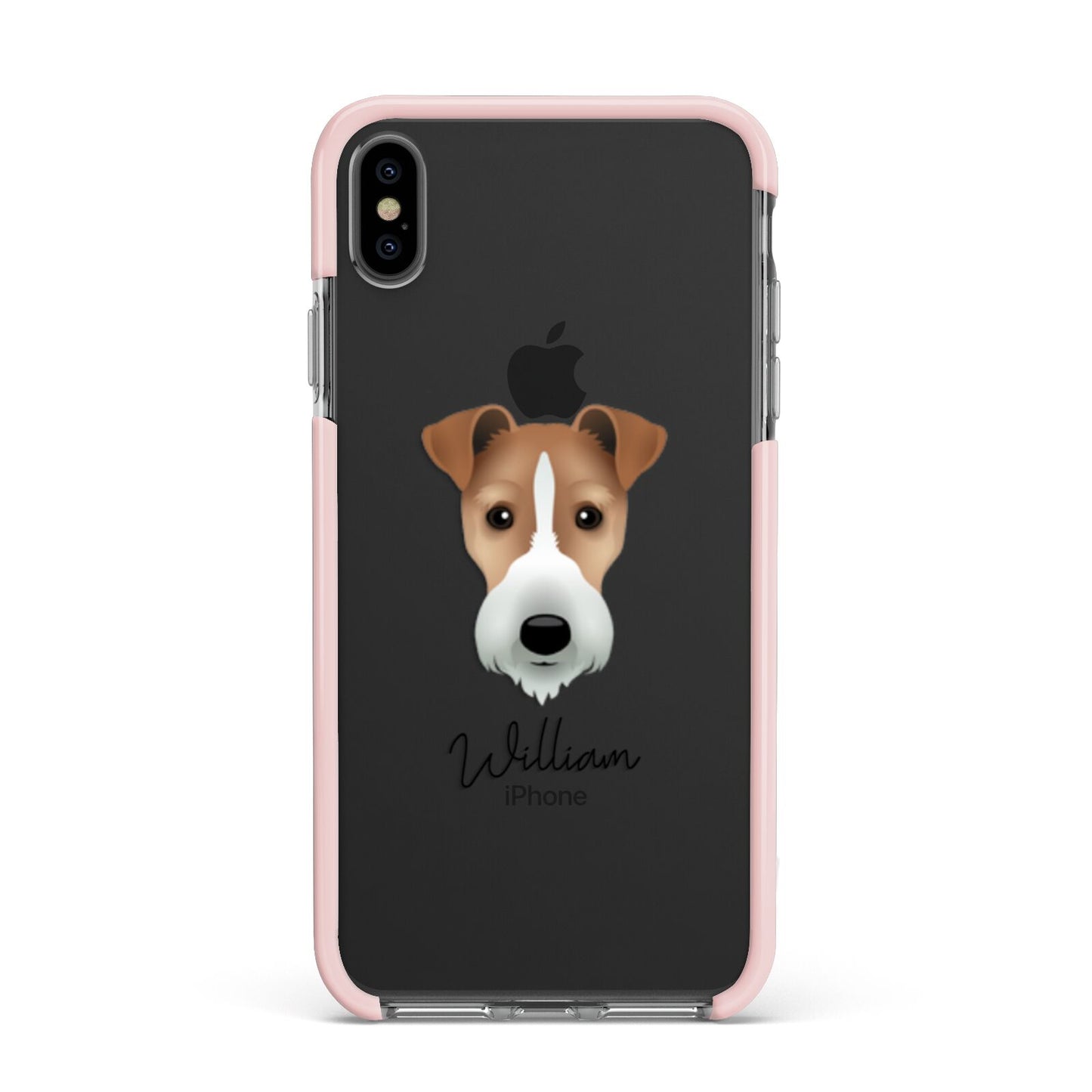 Fox Terrier Personalised Apple iPhone Xs Max Impact Case Pink Edge on Black Phone
