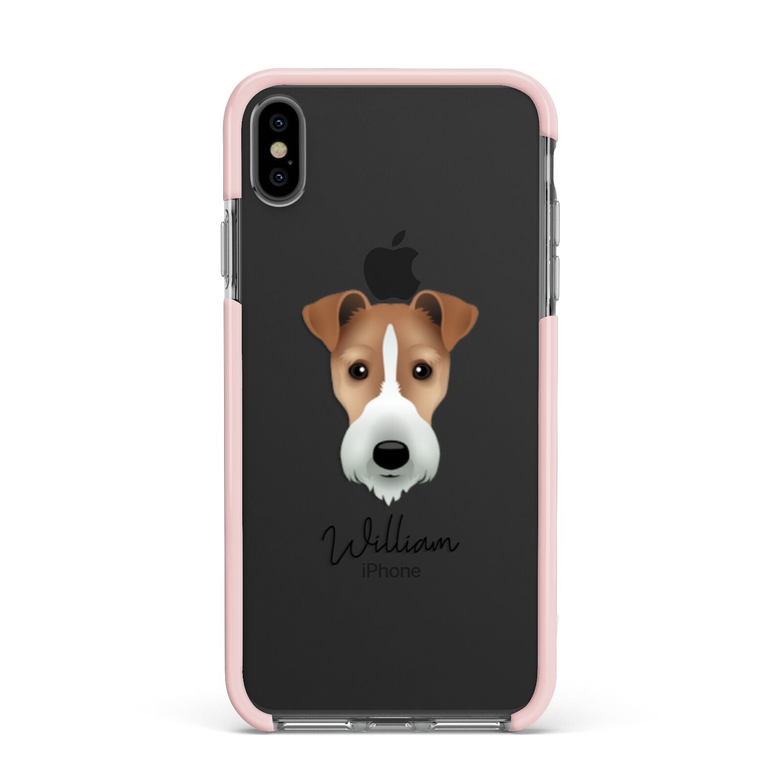 Fox Terrier Personalised Apple iPhone Xs Max Impact Case Pink Edge on Black Phone