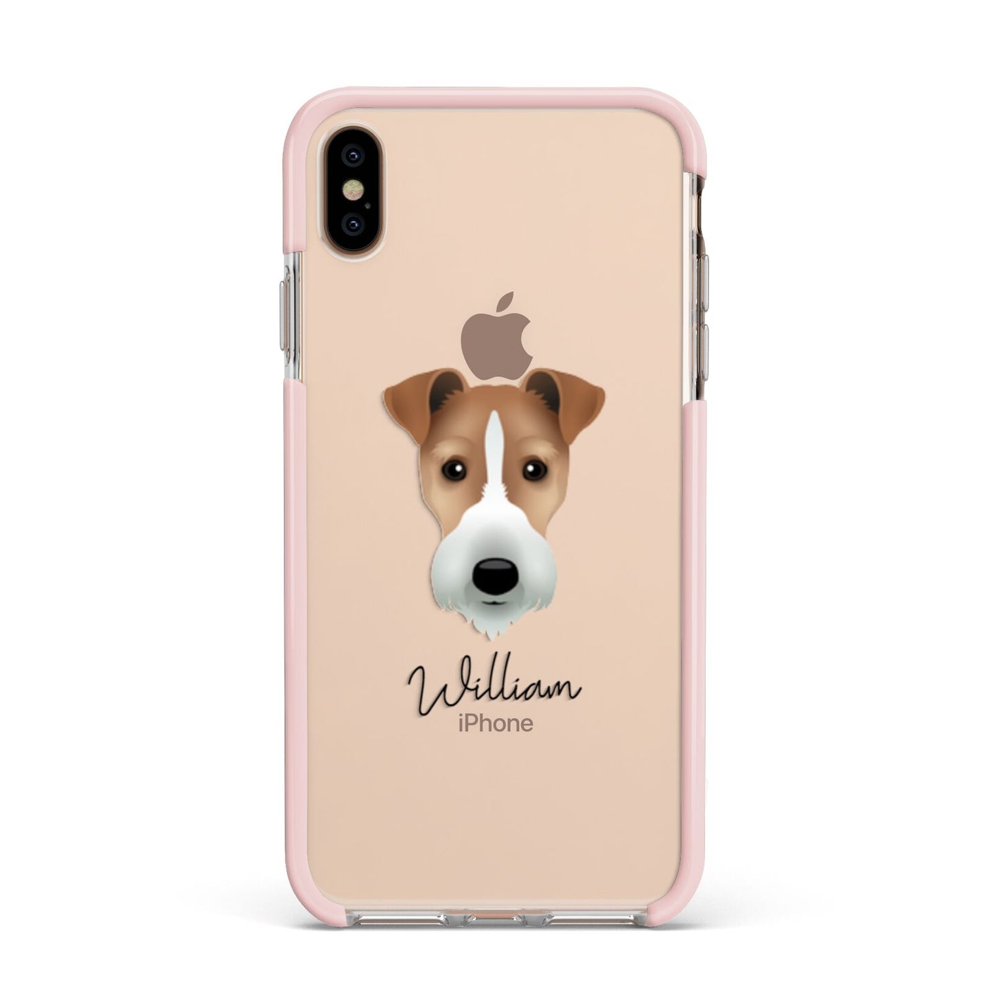 Fox Terrier Personalised Apple iPhone Xs Max Impact Case Pink Edge on Gold Phone