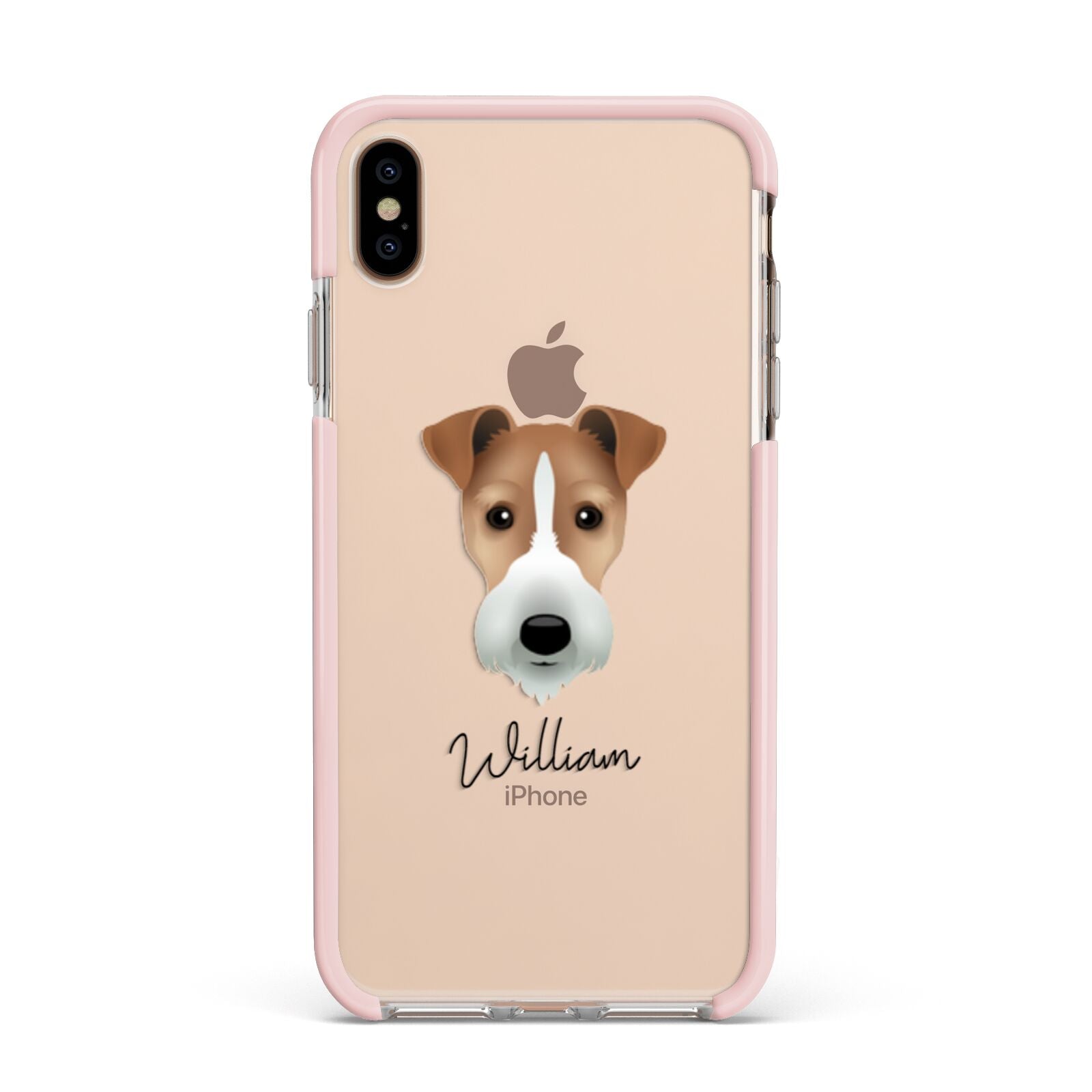 Fox Terrier Personalised Apple iPhone Xs Max Impact Case Pink Edge on Gold Phone